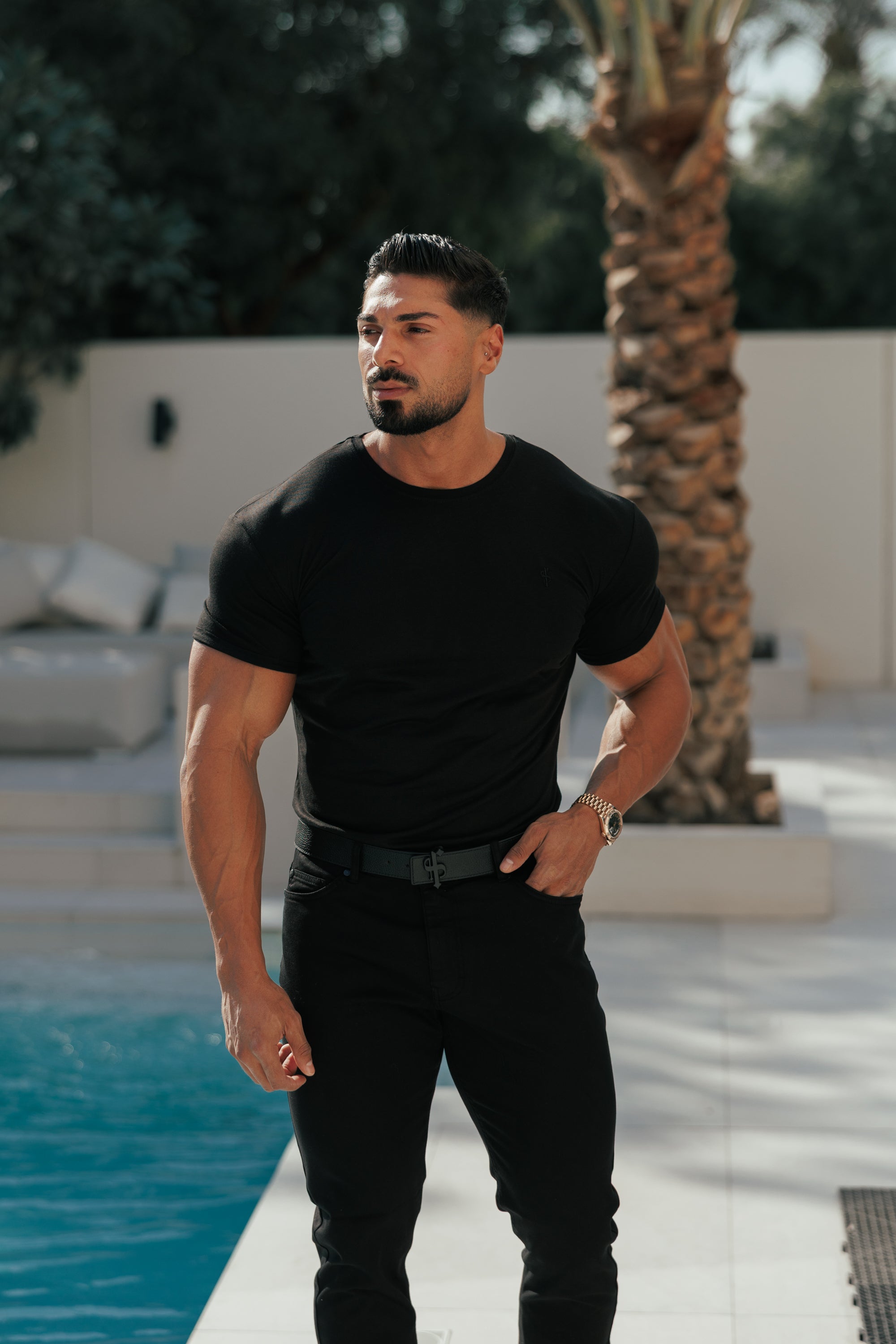 Black Bamboo Crew T Shirt - FSH577