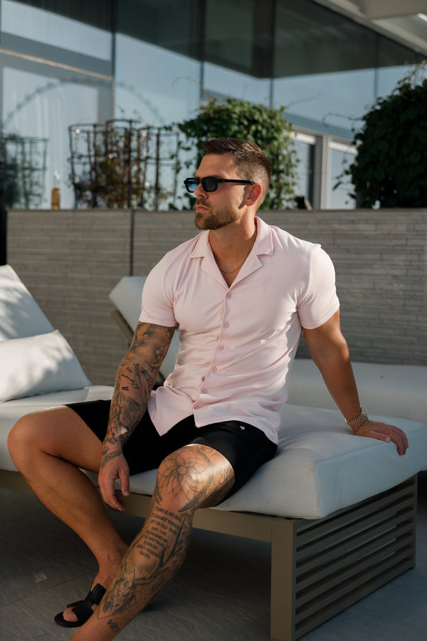 Father Sons Stretch Pink Pique Revere Shirt Short Sleeve - FSH1077  (PRE ORDER 11TH JUNE)