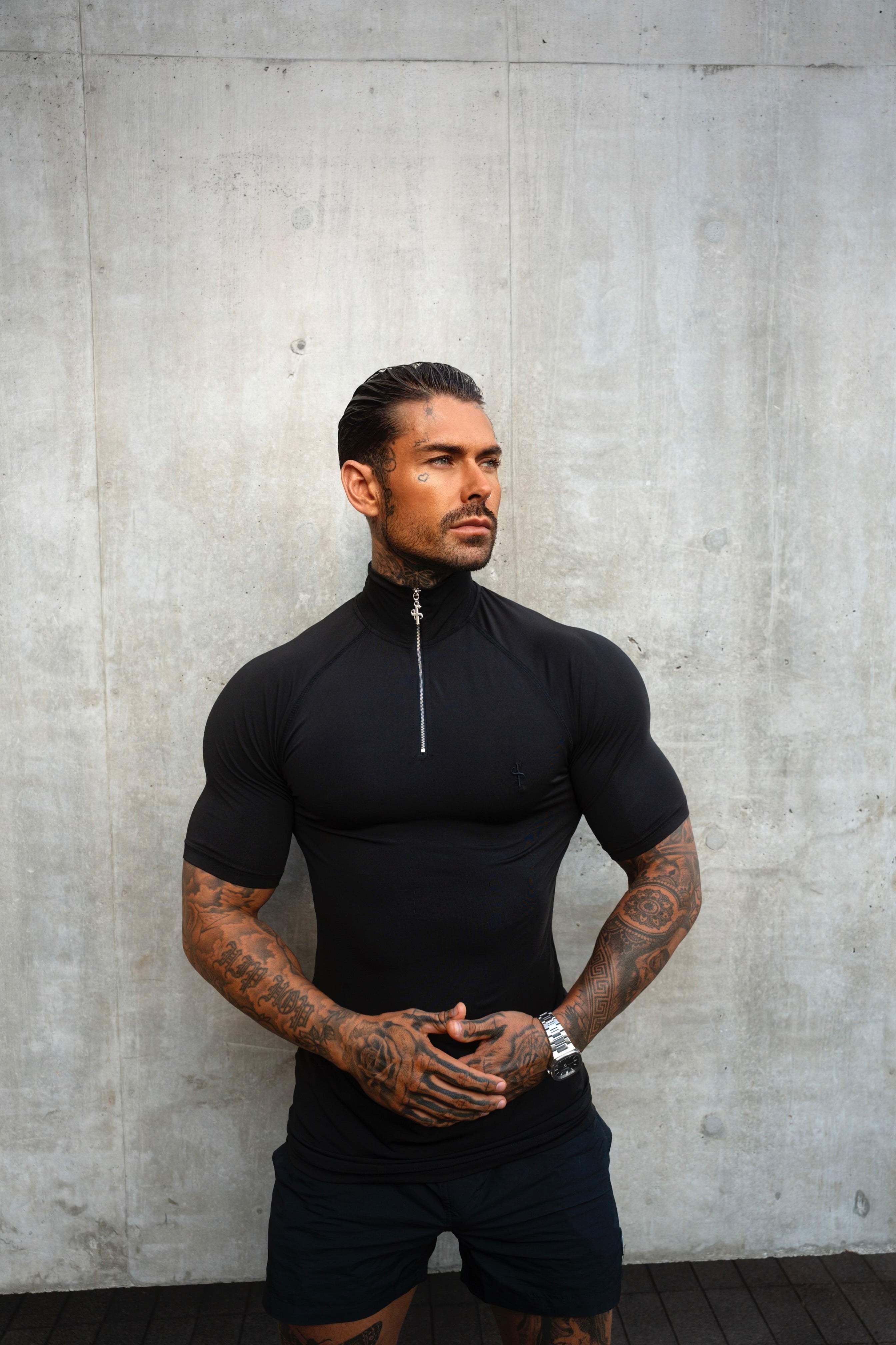 SS Black Half Zip Gym Top - FSH1311