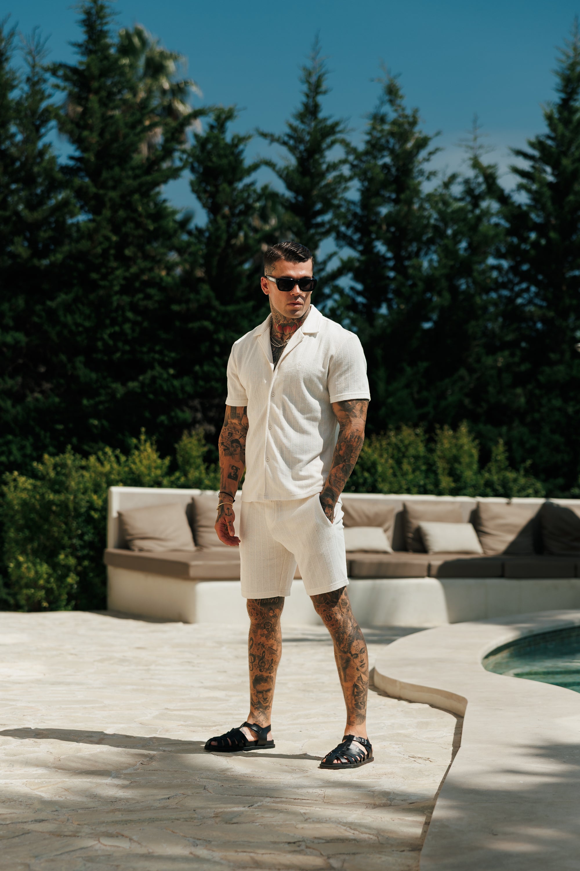 Waffle Revere Short Sleeve Shirt Off White - FSR109