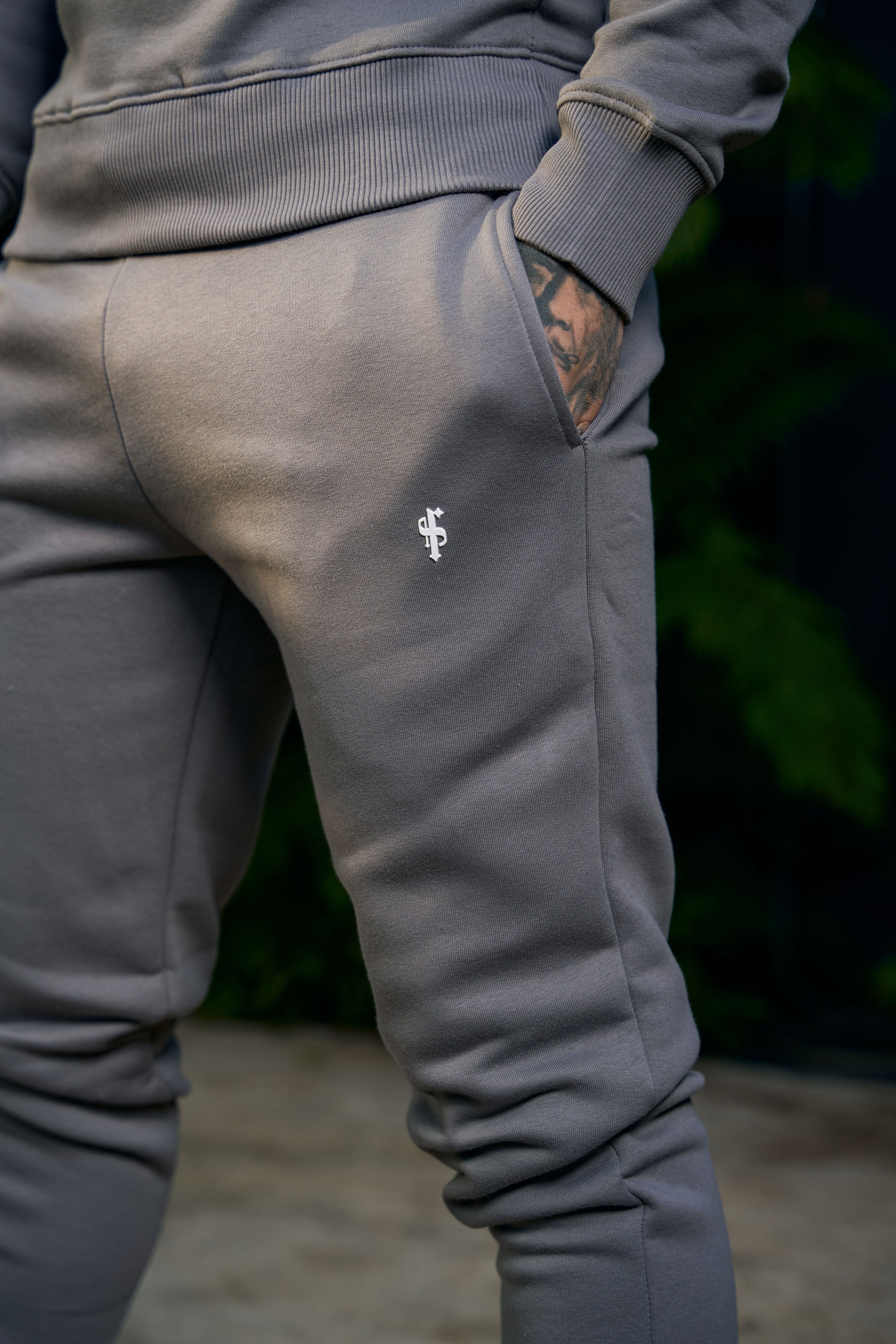 Plain Charcoal Tracksuit Bottoms with FS Branding - FSH1199