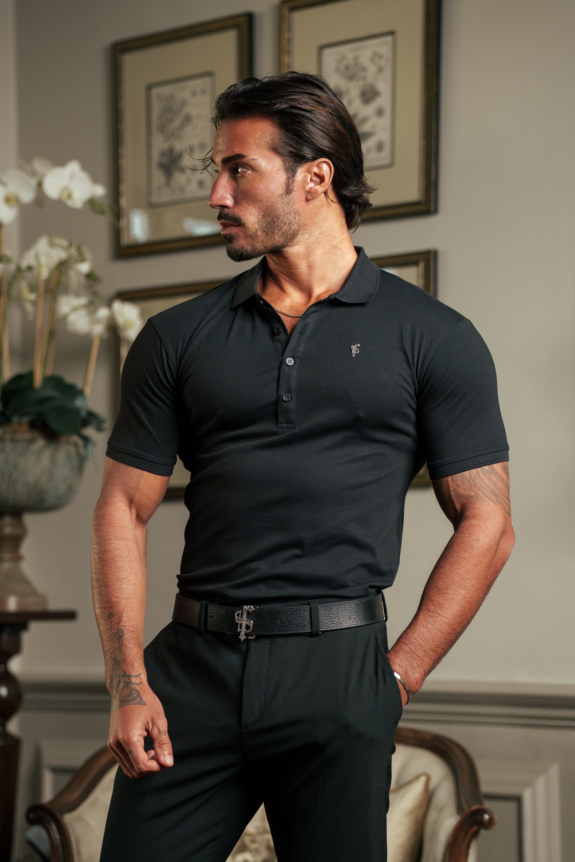 Black / Silver Polo Shirt - FSH1403