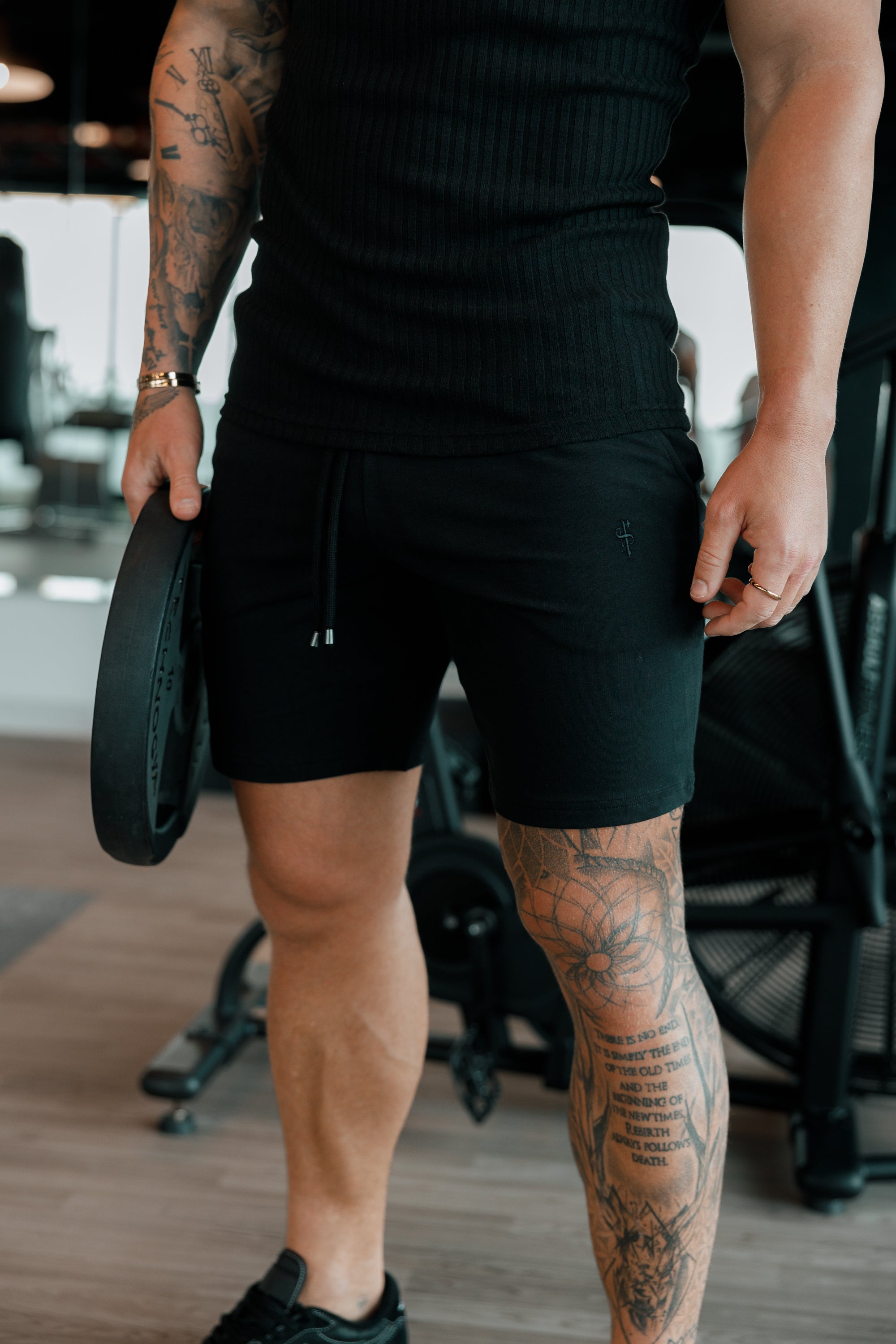 Classic Black / Black Ribbed Knit Super Slim Vest - FSH1019