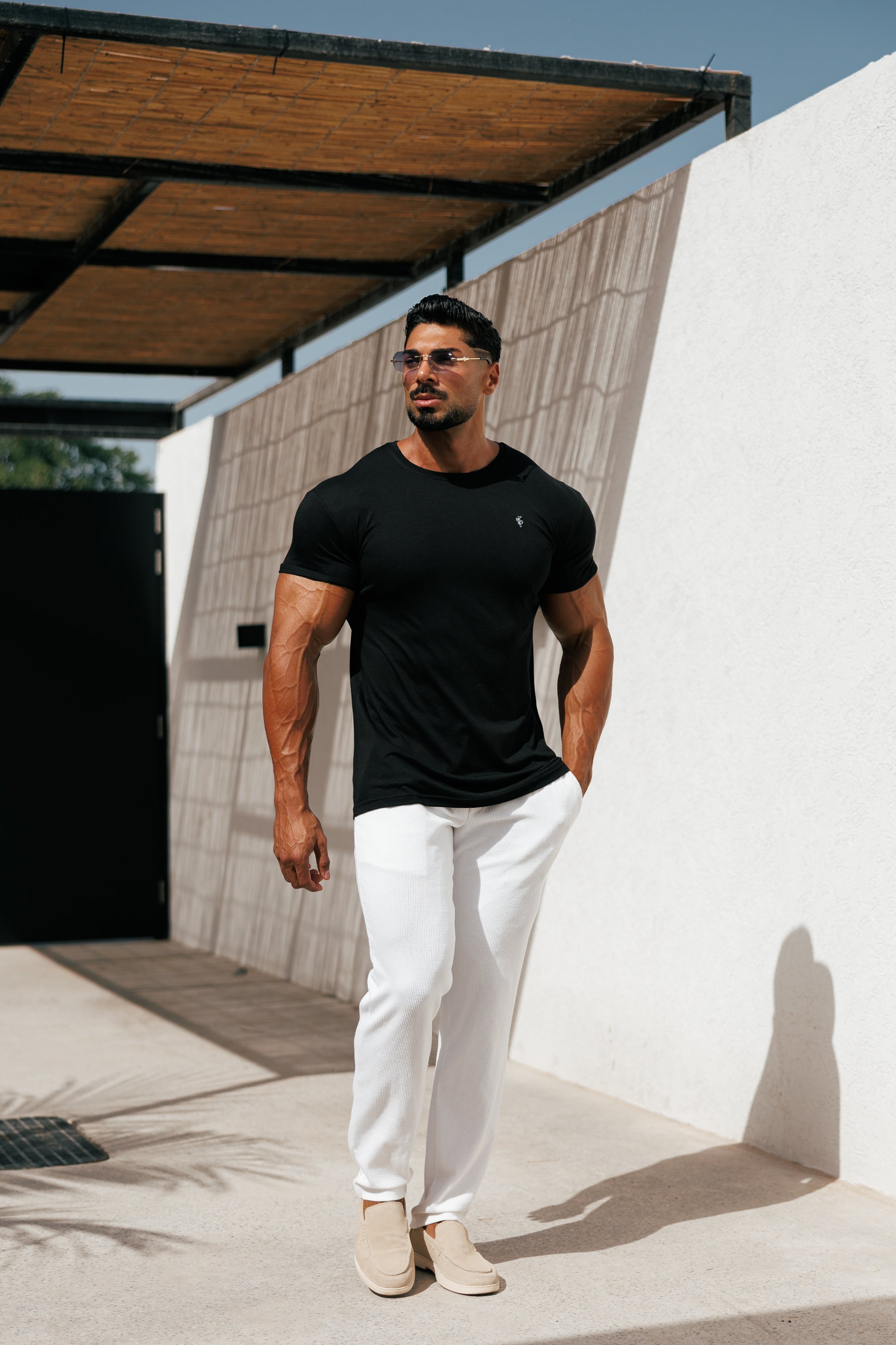 Jersey Cord Relaxed White Trousers - FSR013