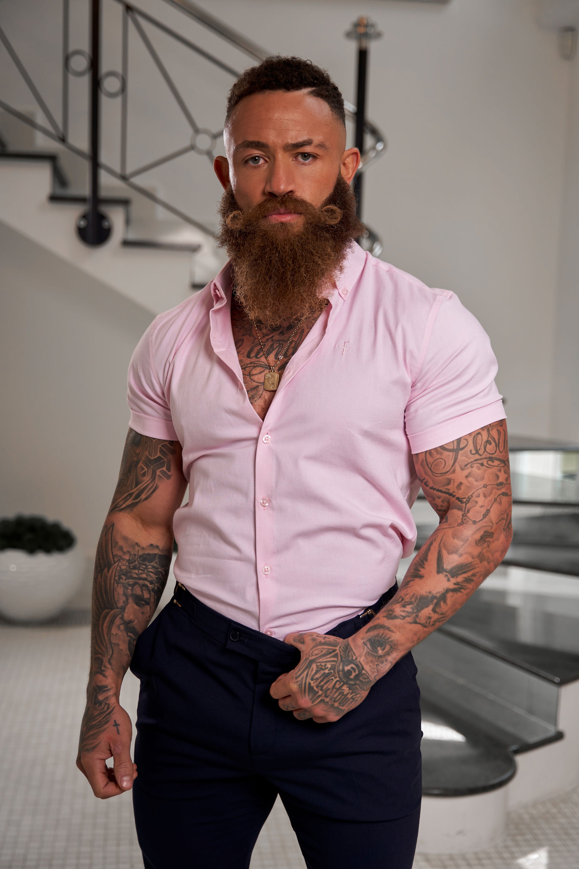 Classic Stretch Oxford Short Sleeve Pink - FS1017