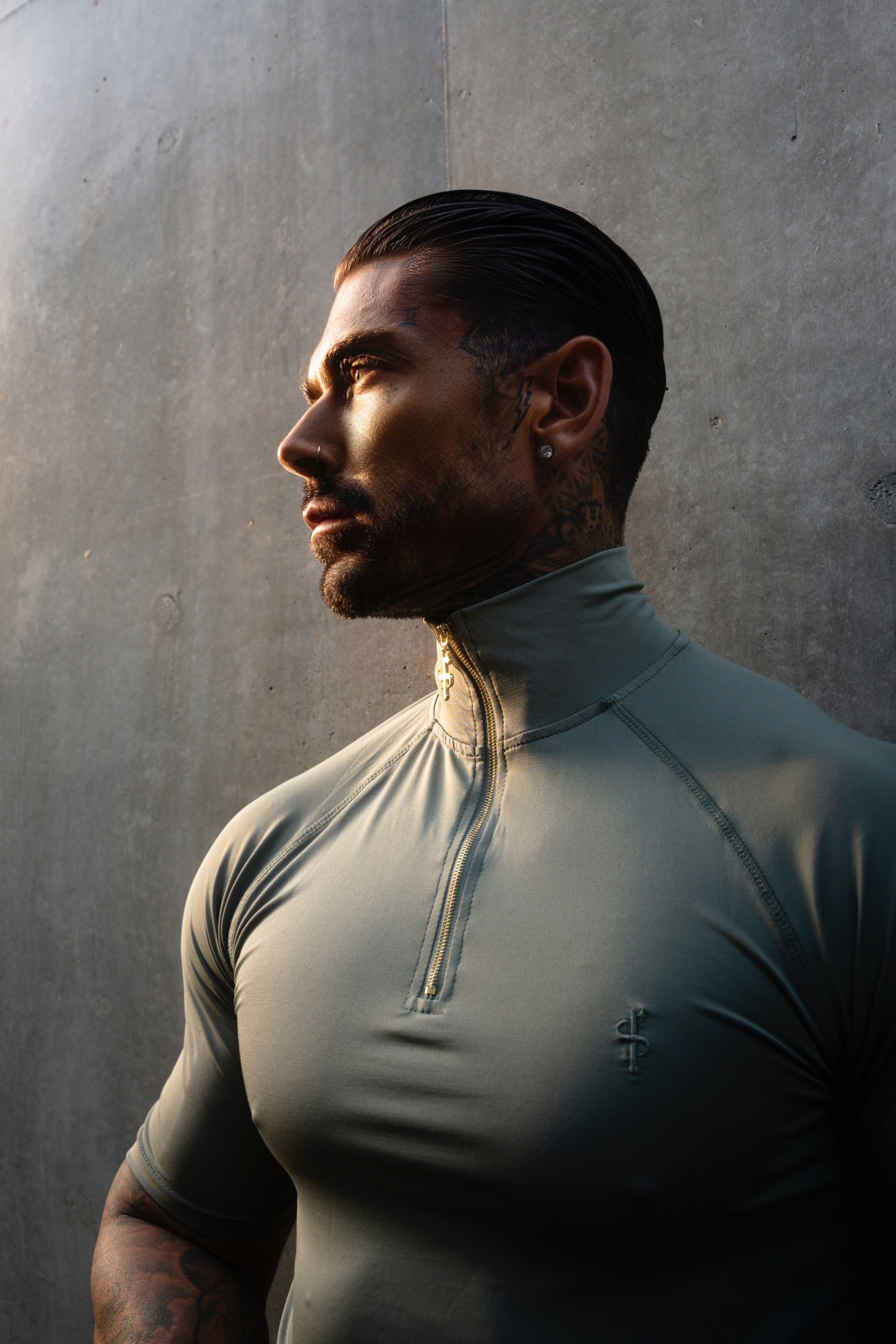 SS Olive Half Zip Gym Top - FSH1310