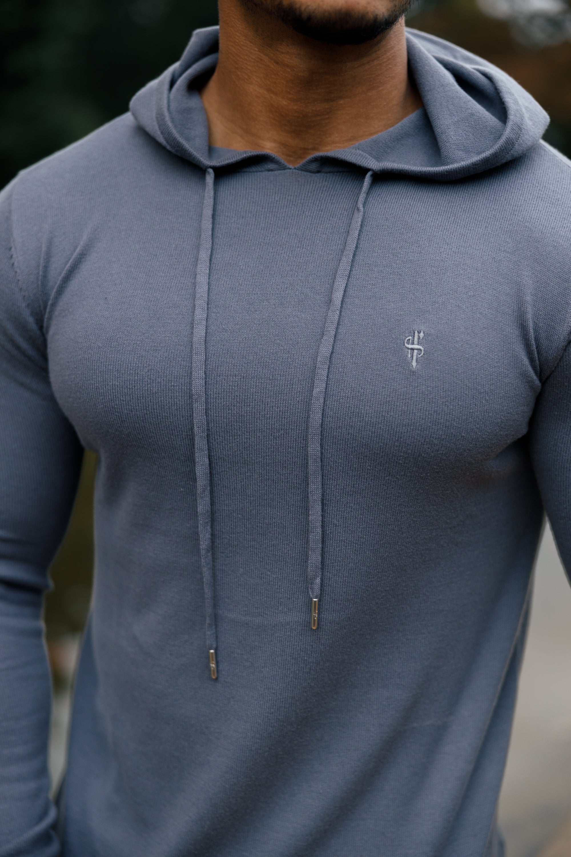 Gunmetal Knitted Overhead Hoodie - FSN114