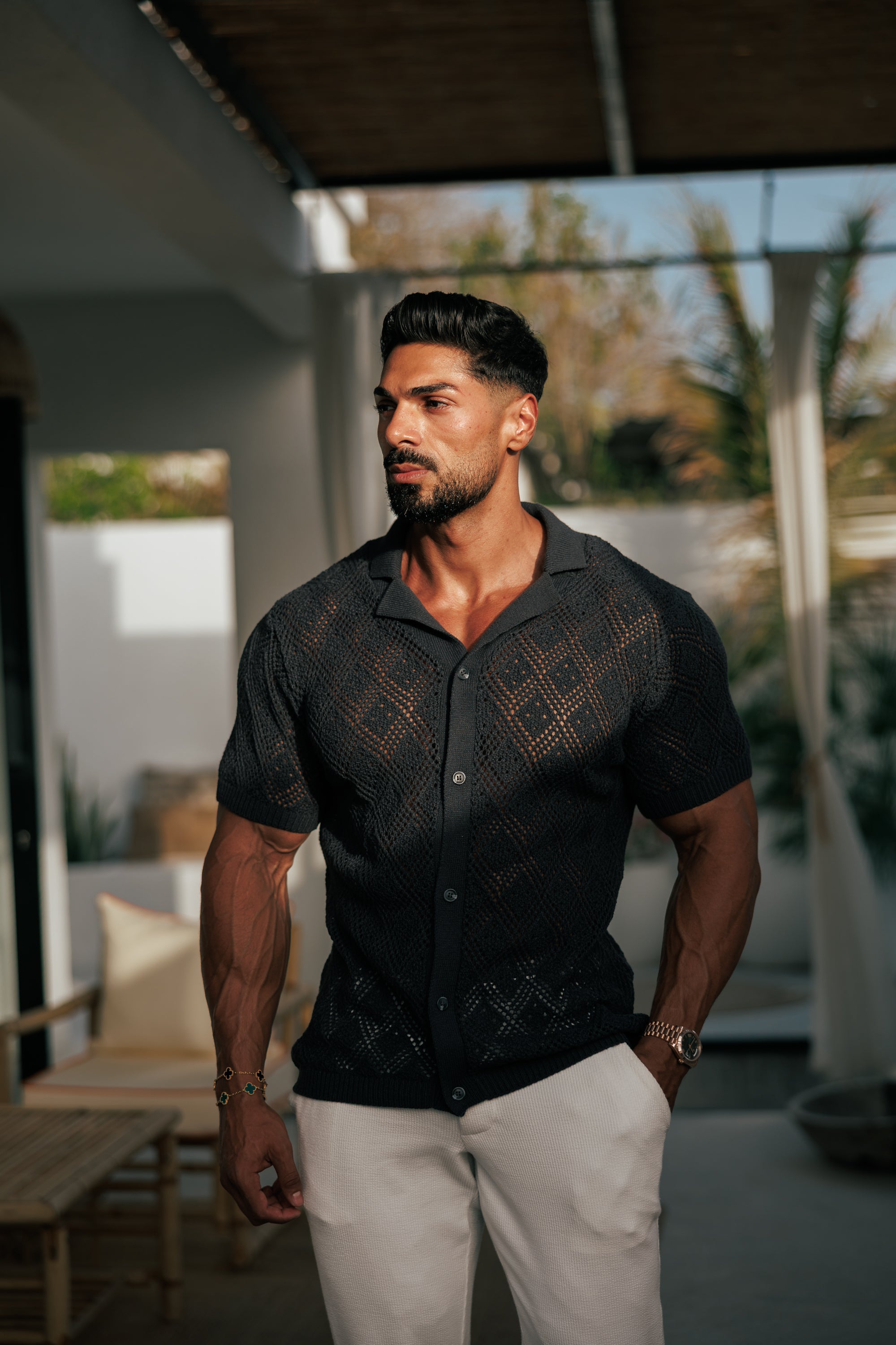 Crochet Shirt Gunpowder Short Sleeve - FSJ084