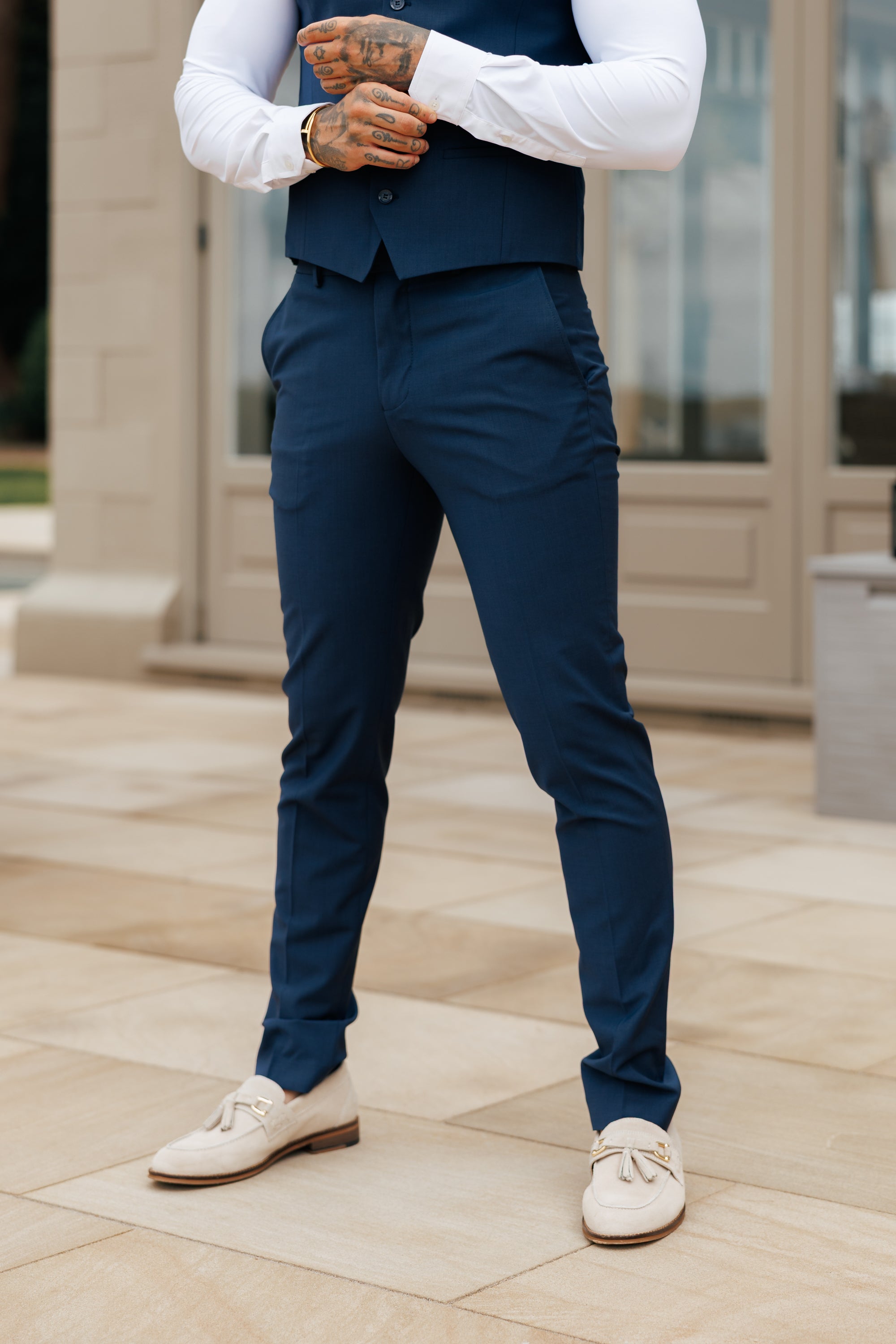 Relaxed Formal Navy Stretch Trousers - FSTR022 RELAXED
