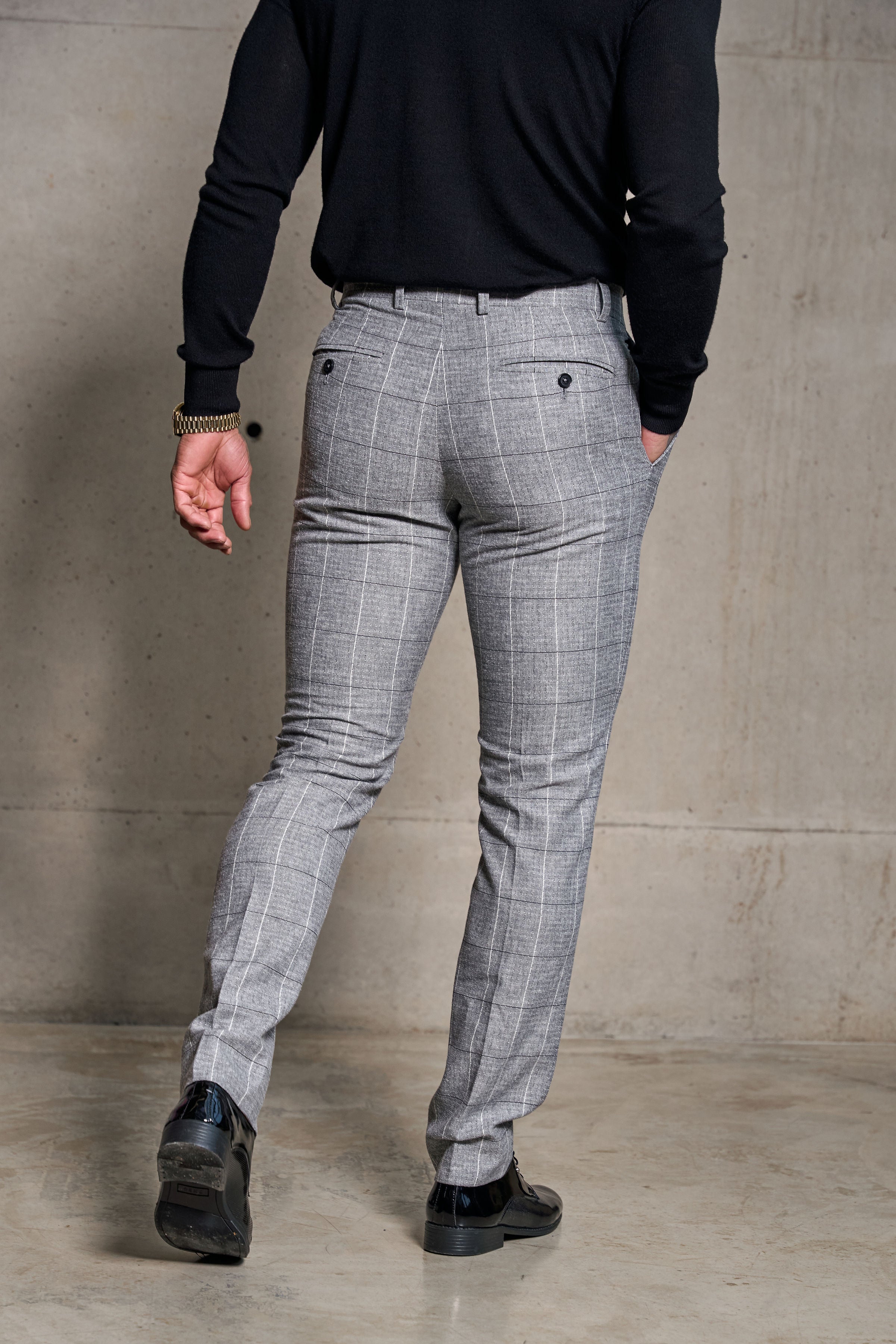 Relaxed Formal Grey / White Check Trouser - FSTR013