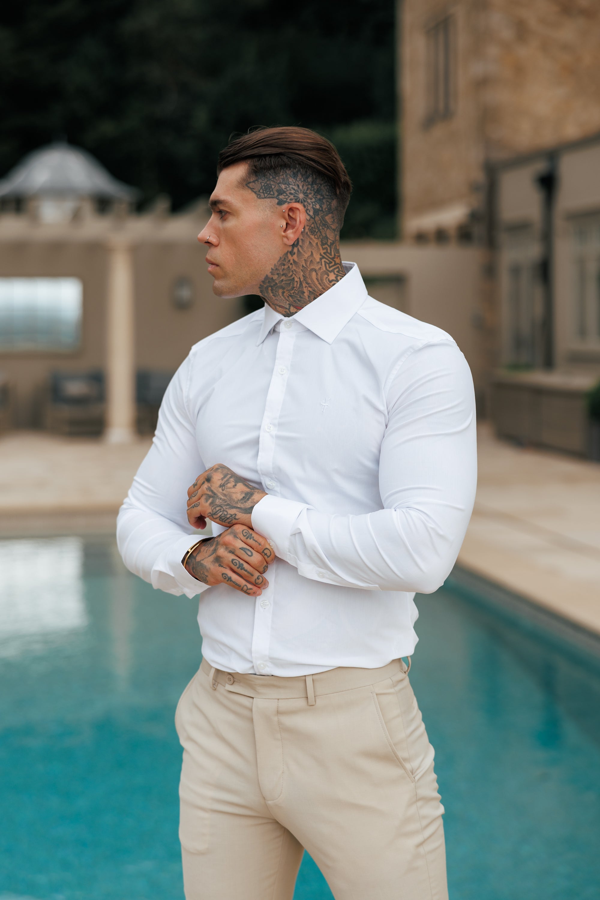 Super Slim Stretch Classic White with Cutaway Collar - FS1183