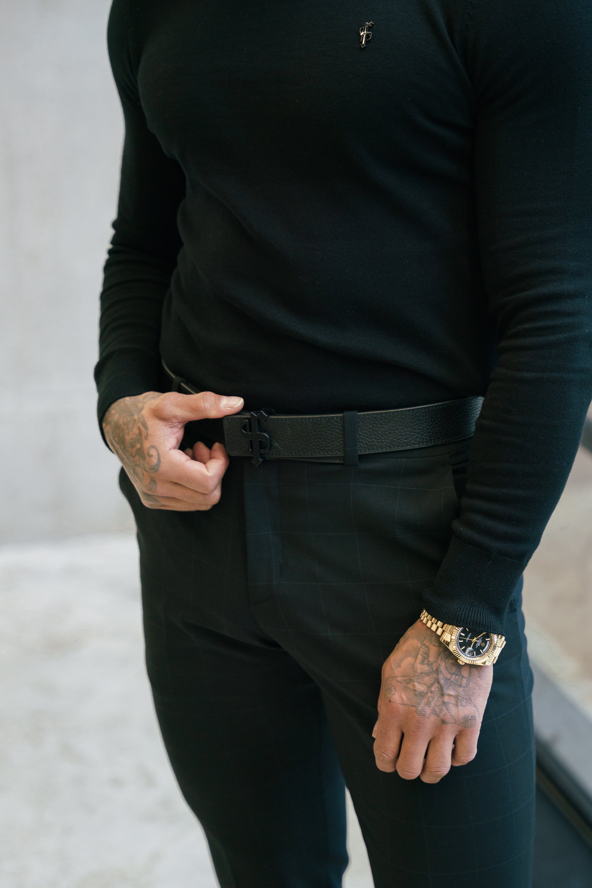 Black Roll Neck Knitted Jumper With FS Branding - FSN201