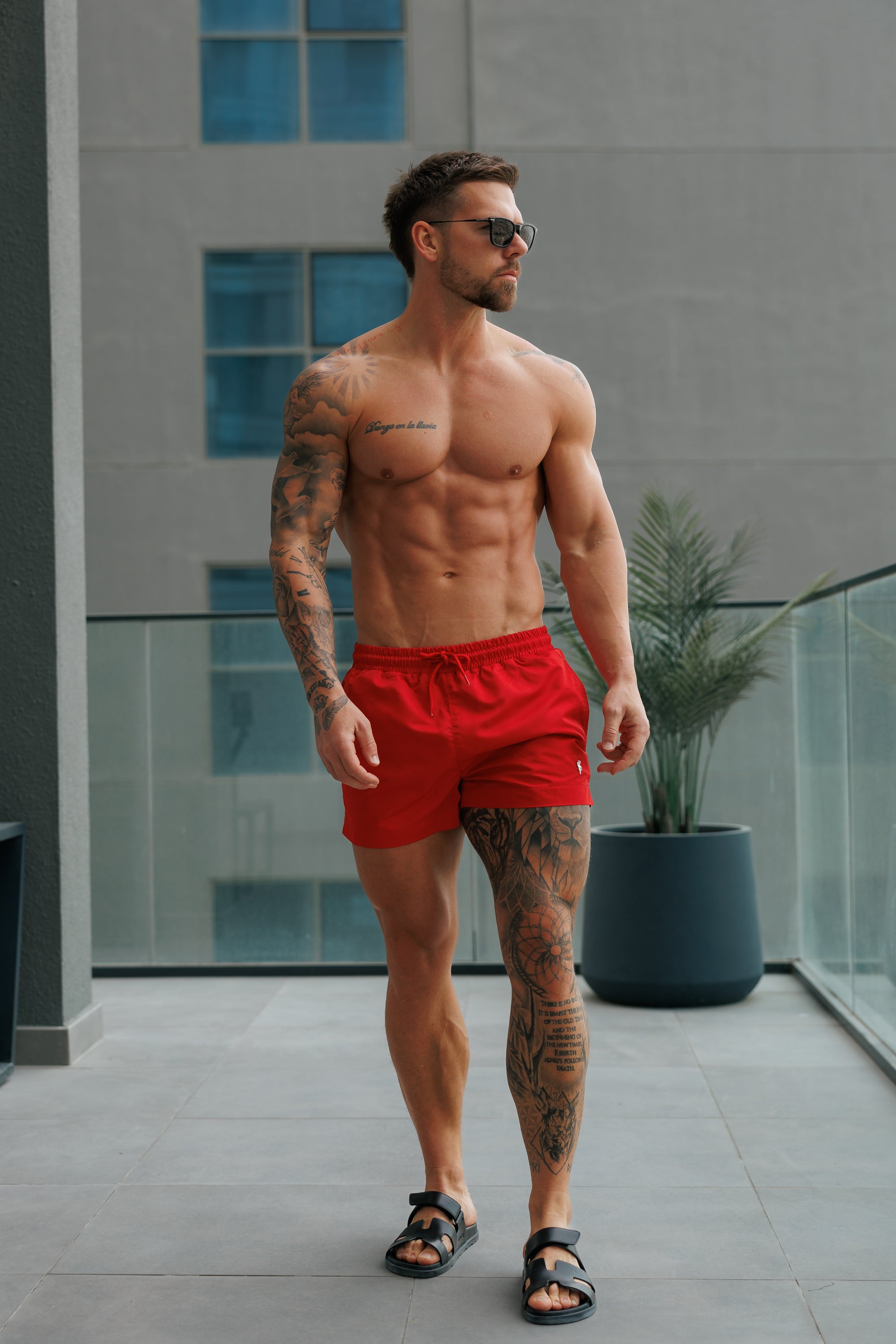 Red / Silver Swim Shorts - FSH1319