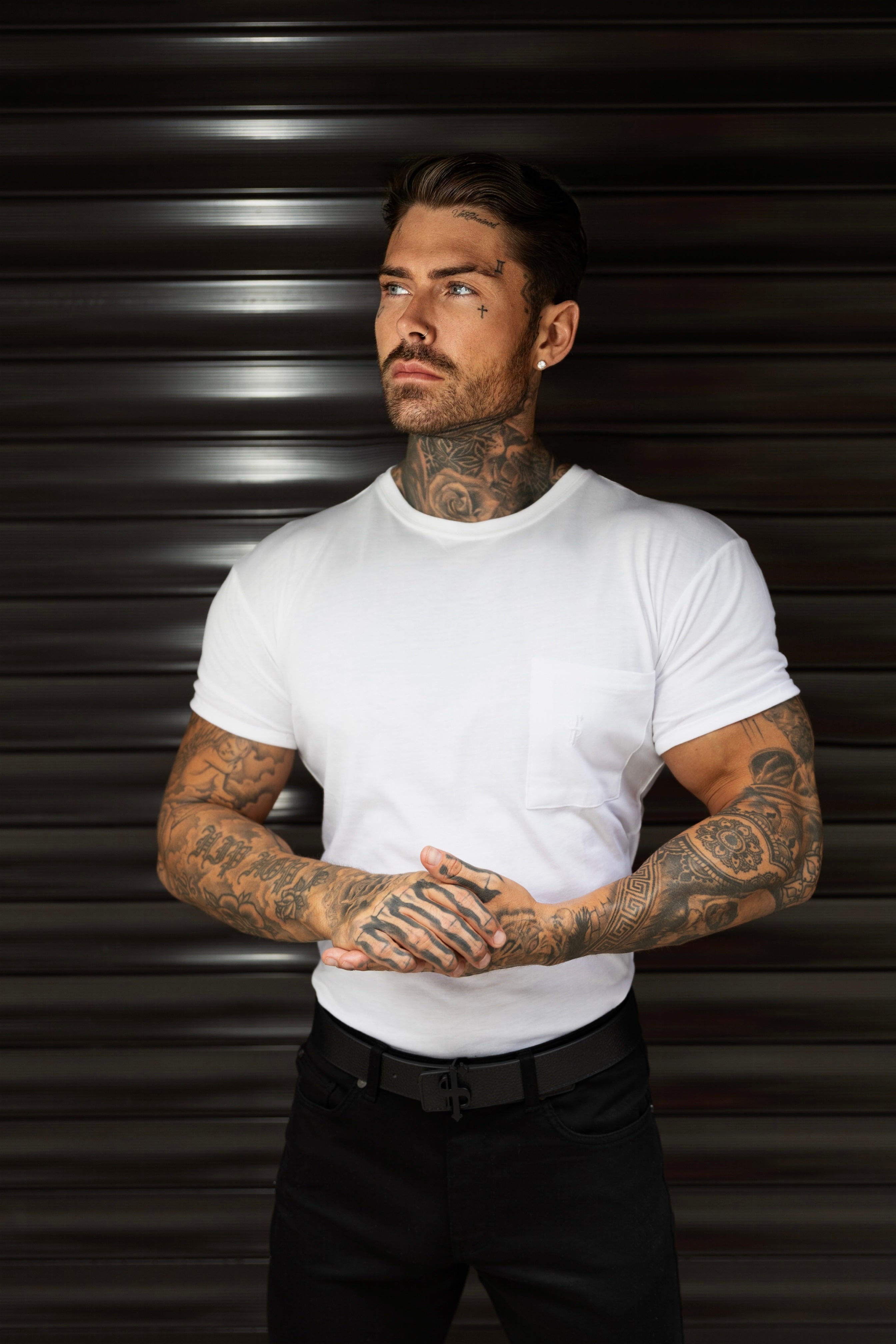 White Bamboo Crew T Shirt With Pocket Short Sleeve- FSH1095