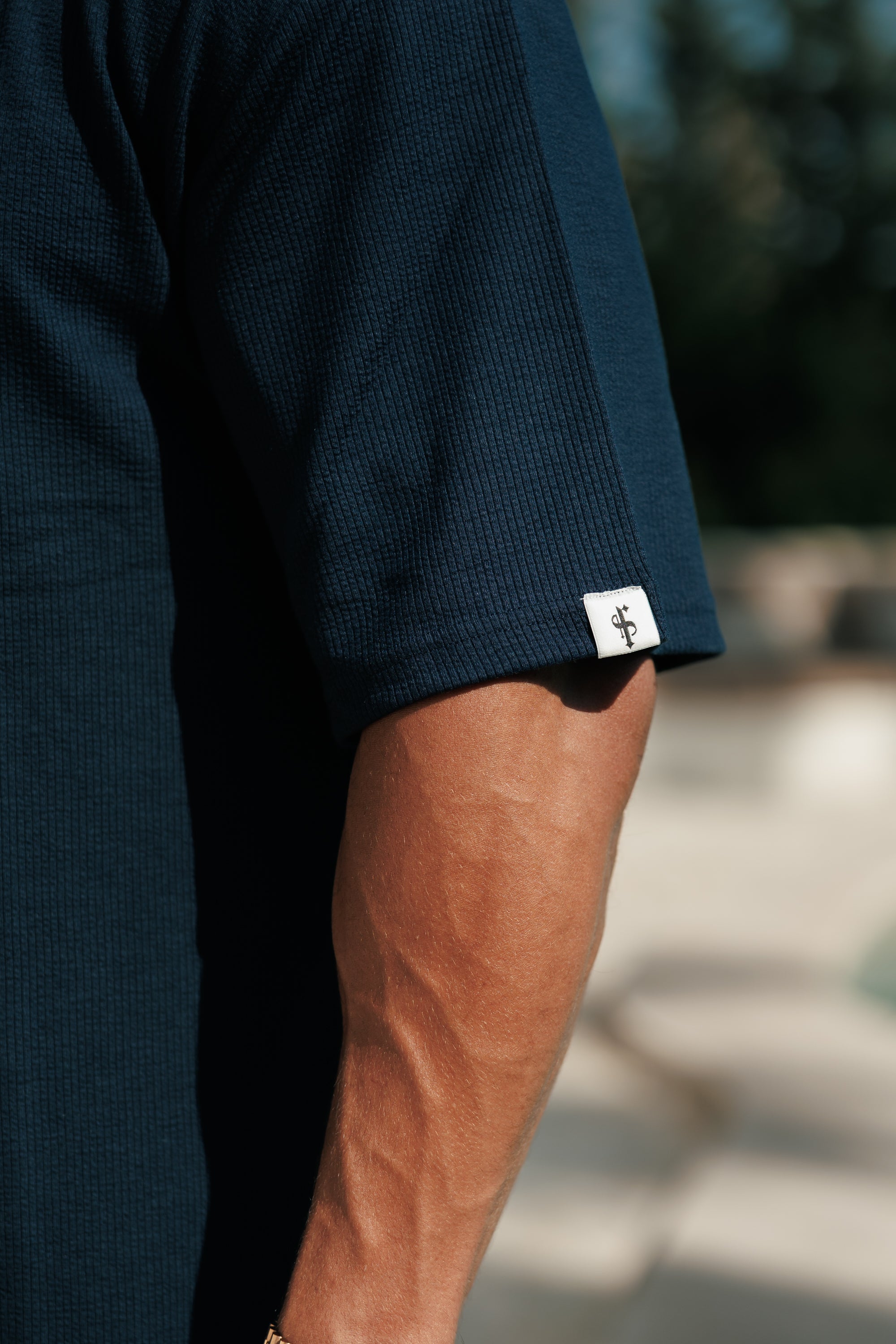Jersey Cord Navy Oversized T-Shirt - FSR103