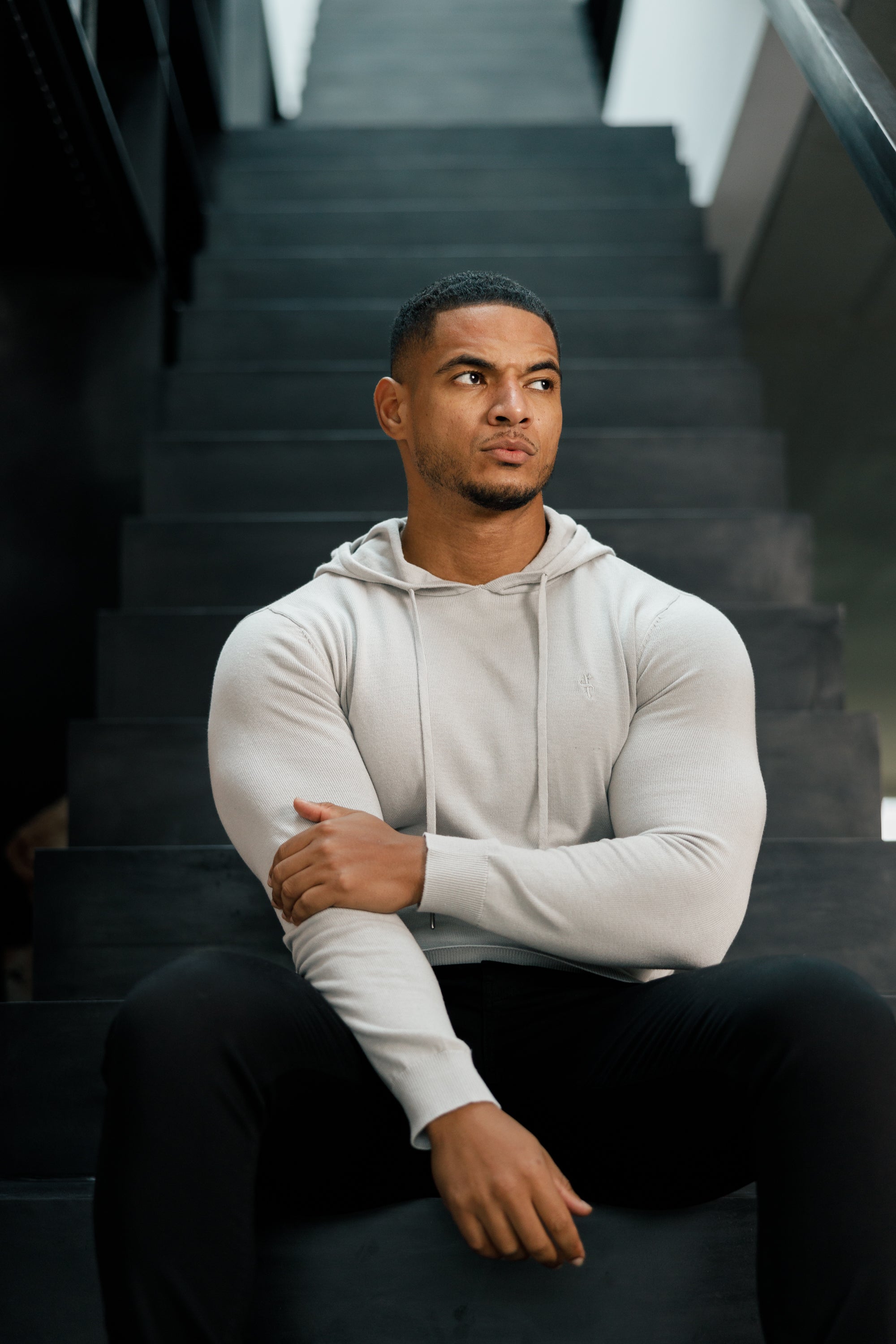 Silver Grey Knitted Overhead Hoodie - FSN117