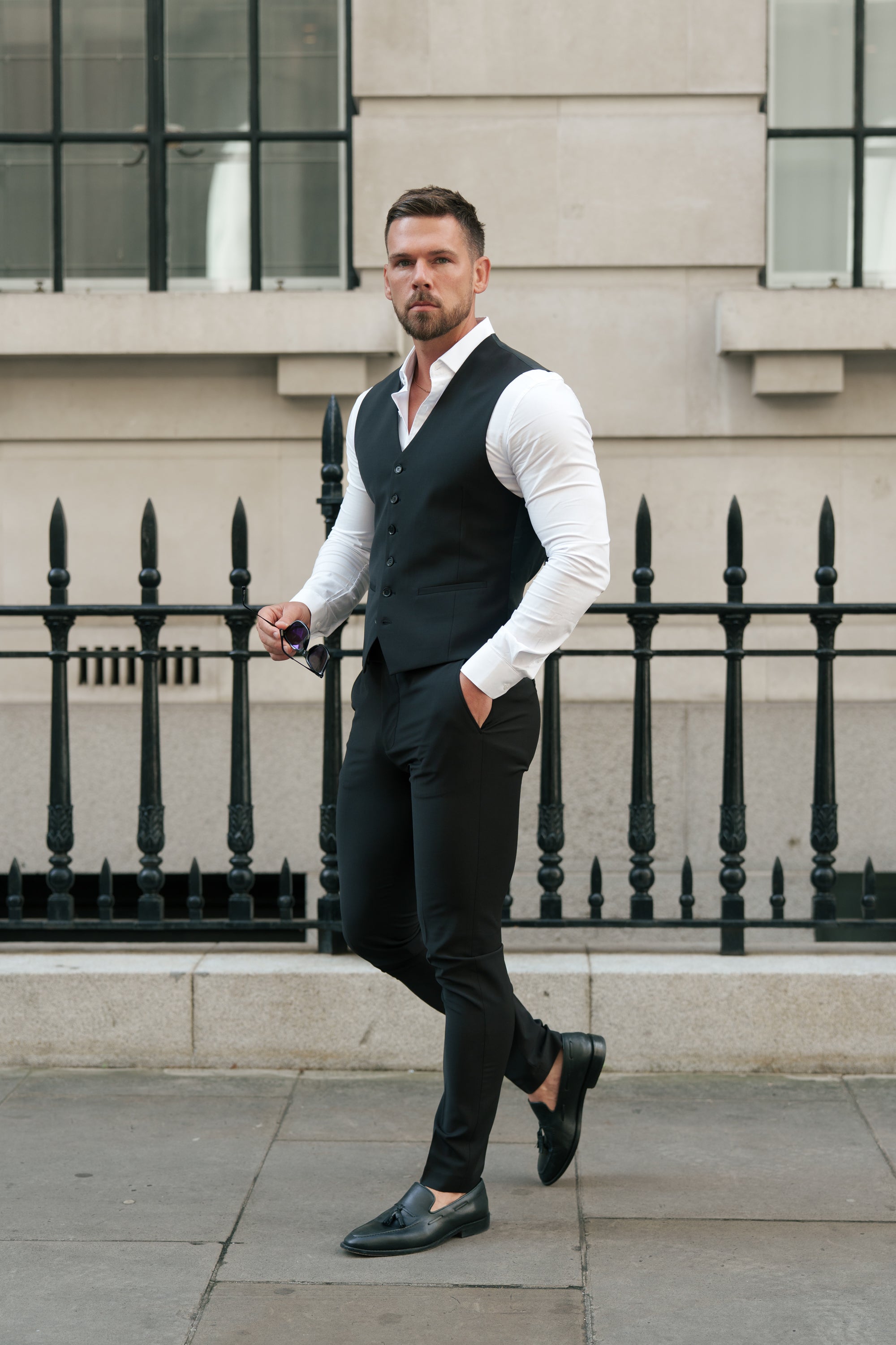 Slim Formal Black Stretch Trousers - FST037