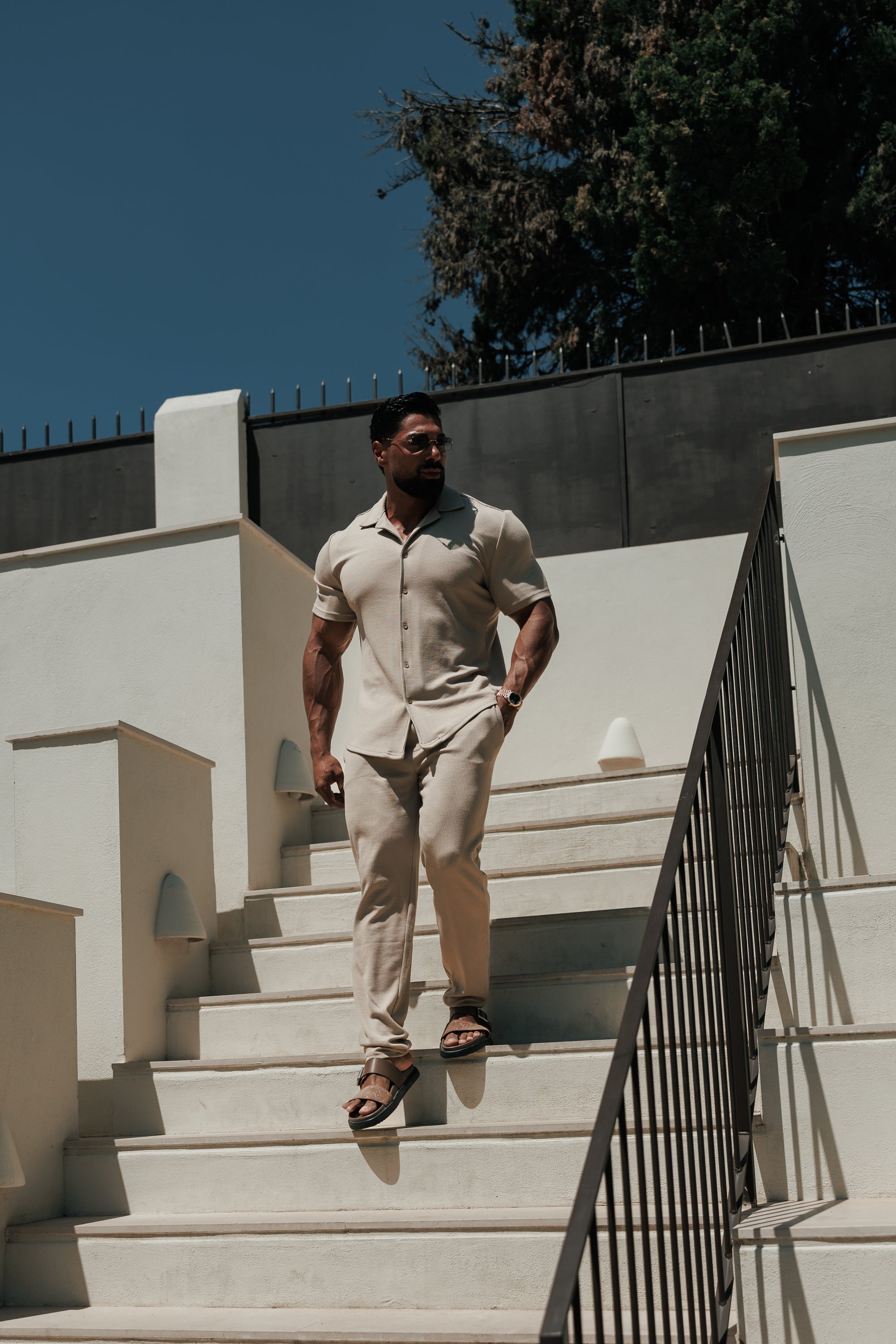 Jersey Cord Slim Beige Trousers - FSR089