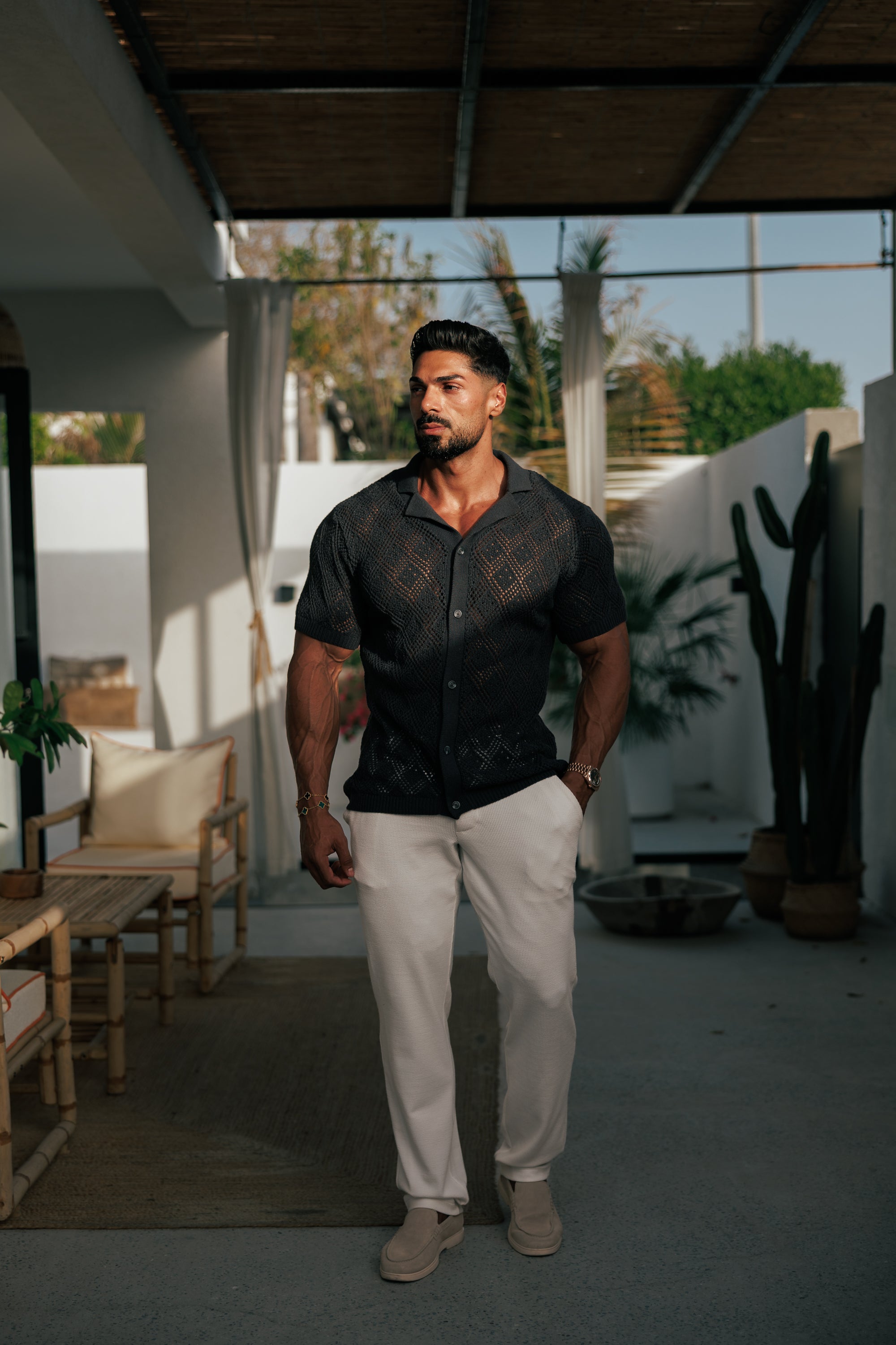 Crochet Shirt Gunpowder Short Sleeve - FSJ084