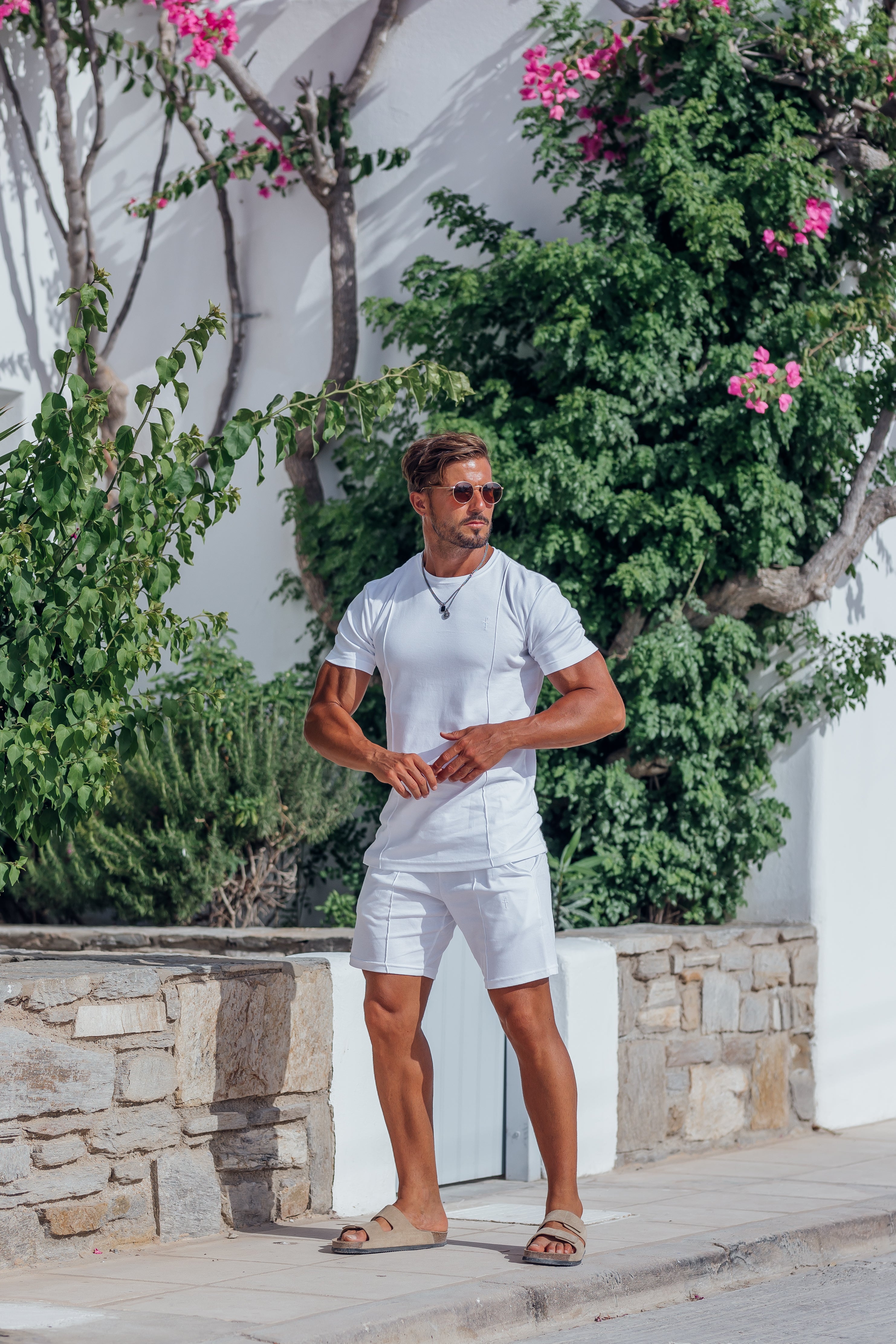 White Elasticated Drawstring Pintuck Shorts - FSH1055