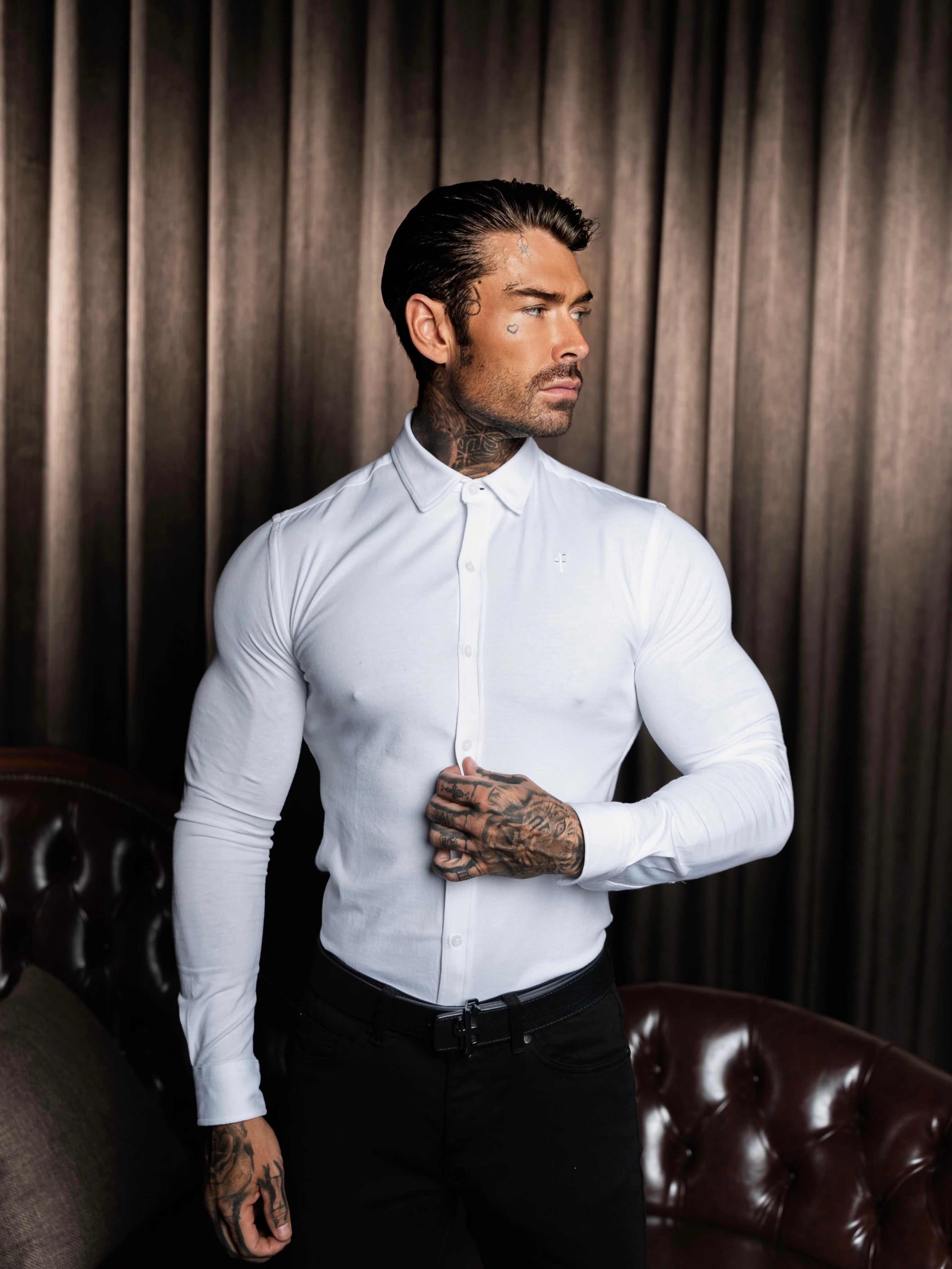 Fitted White Long Sleeve Jersey - FSD001