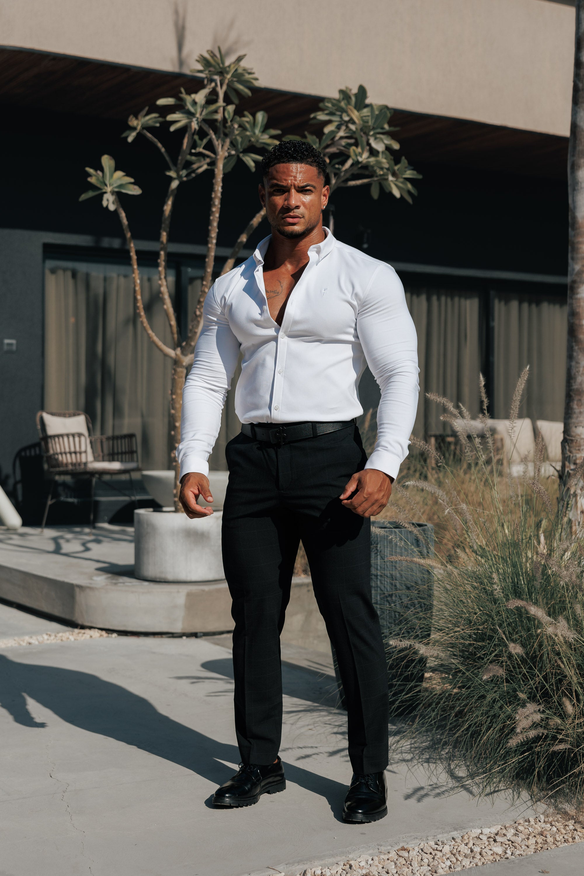 Super Slim Scuba White Long Sleeve Stretch - FS613