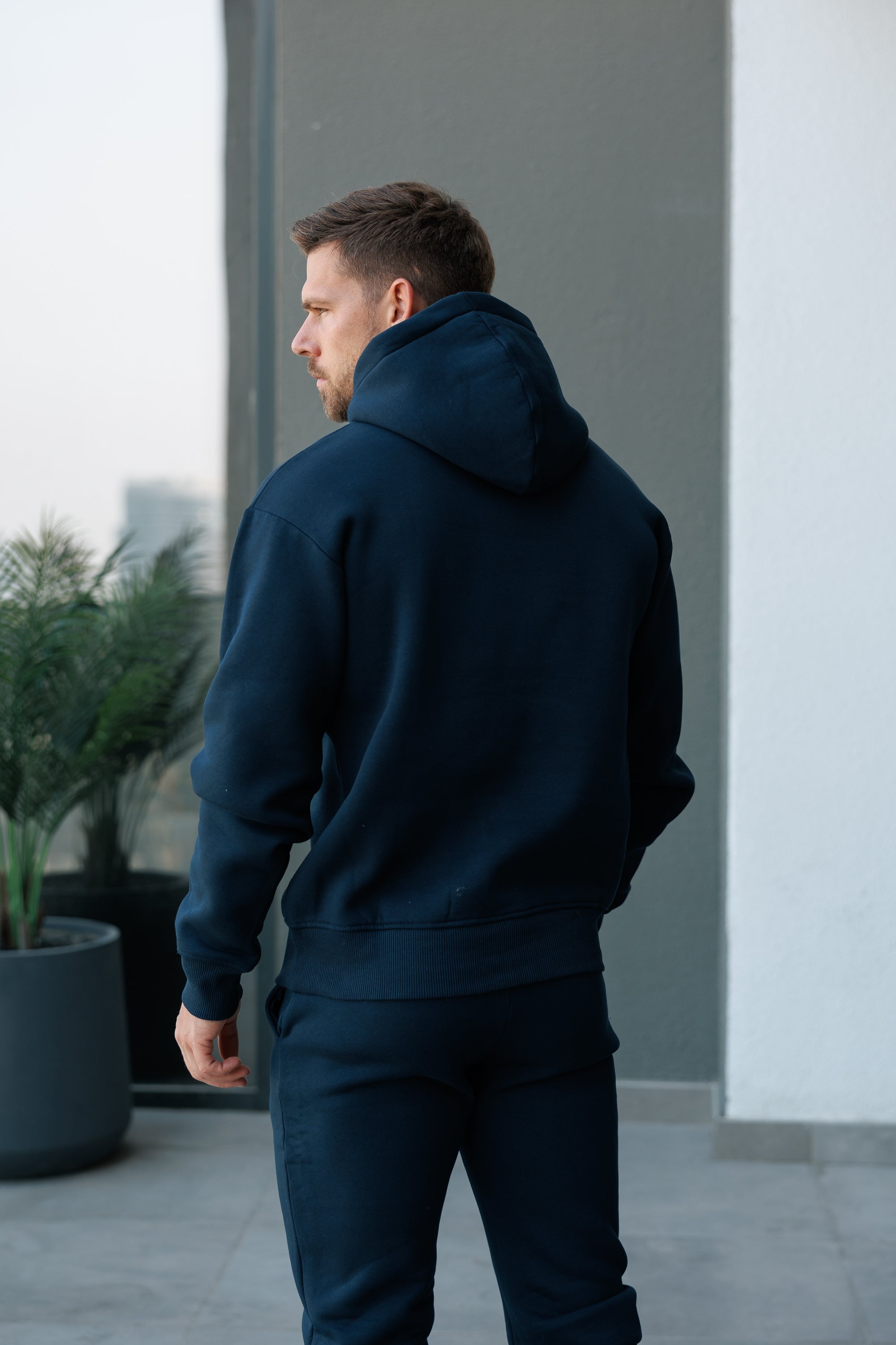 Navy Oversized Hoodie With Functional FS Stud - FSR002