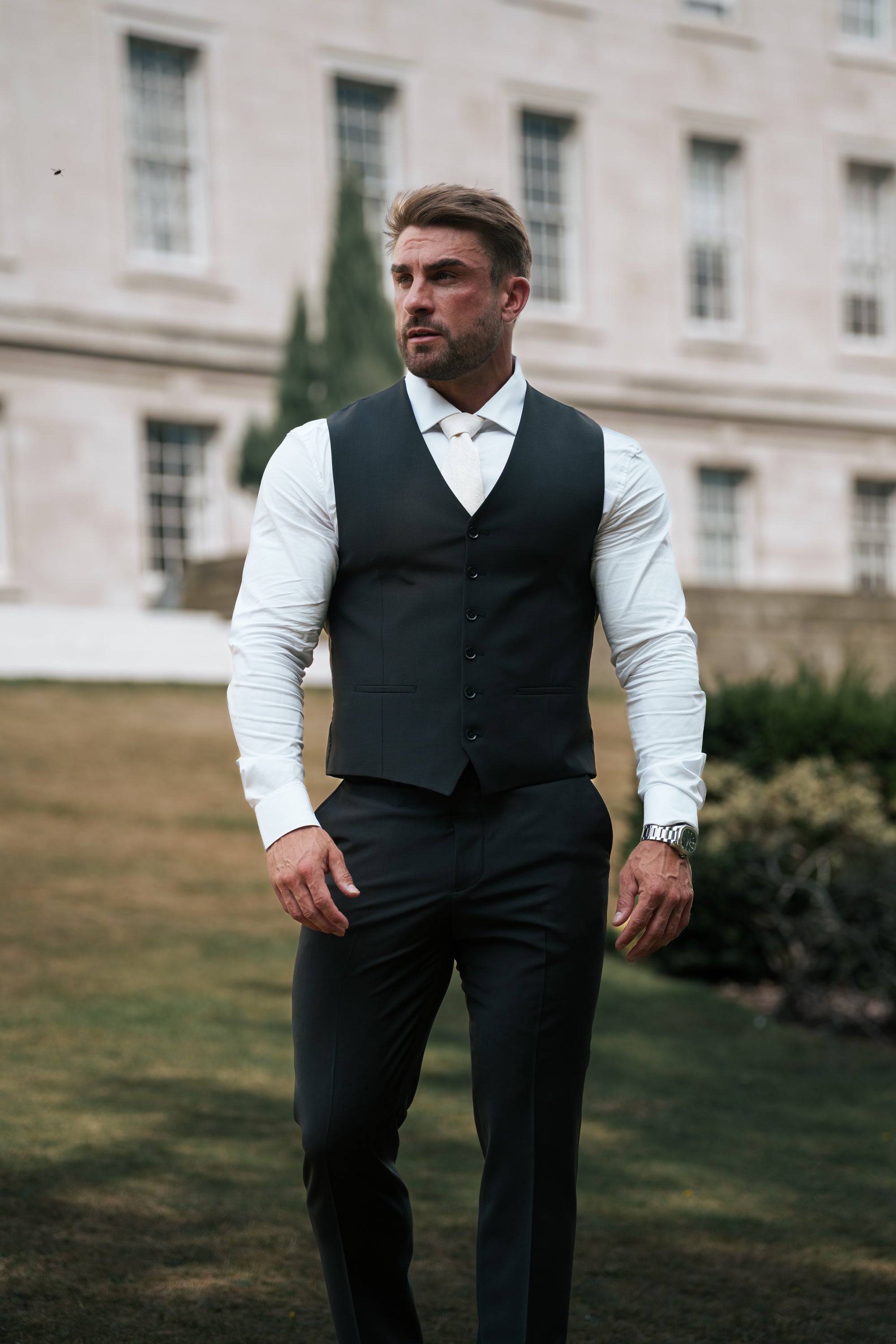 Relaxed Formal Black Stretch Trousers - FSTR020 RELAXED