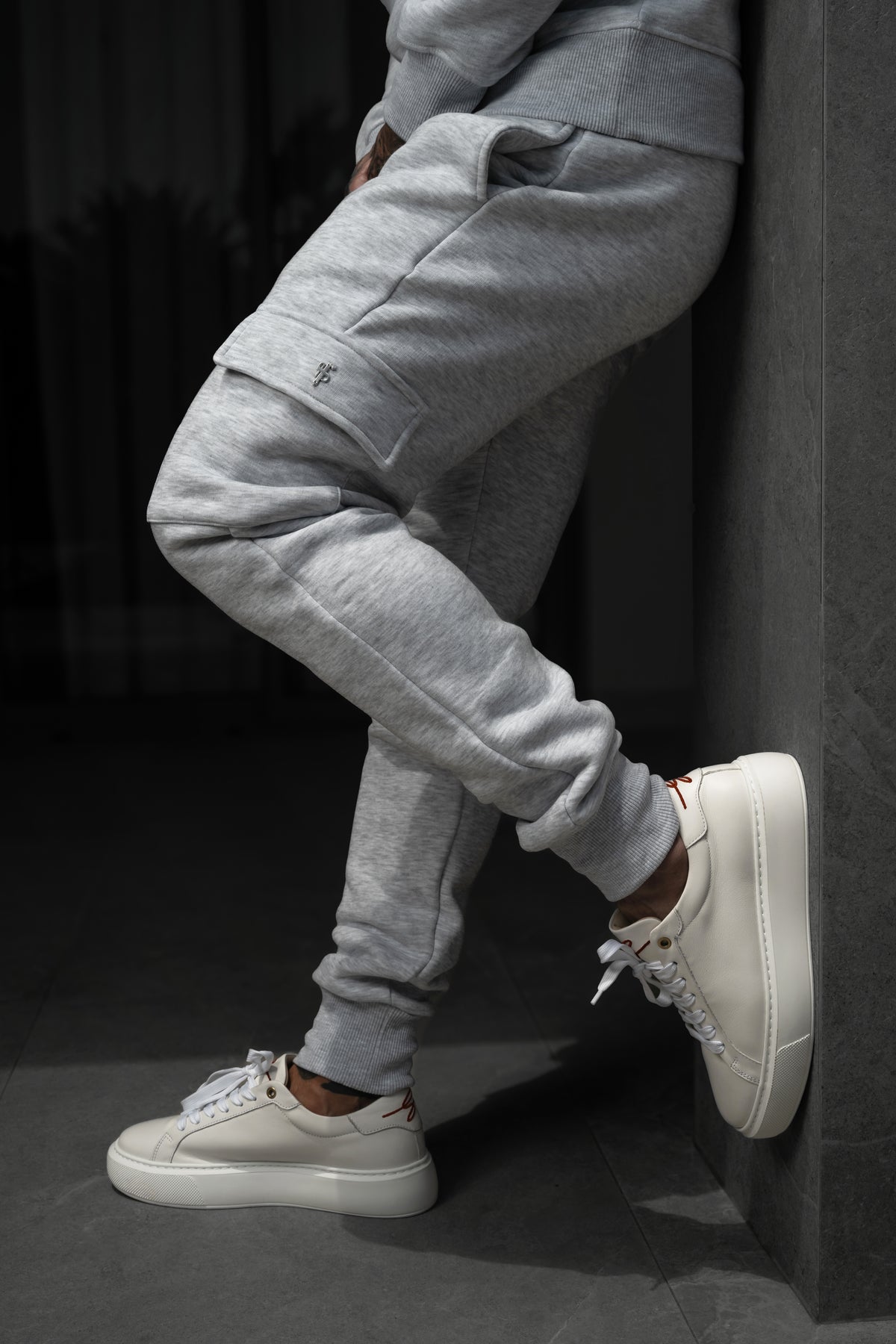 Grey Melange / Silver Cargo Tracksuit Bottoms - FSR033