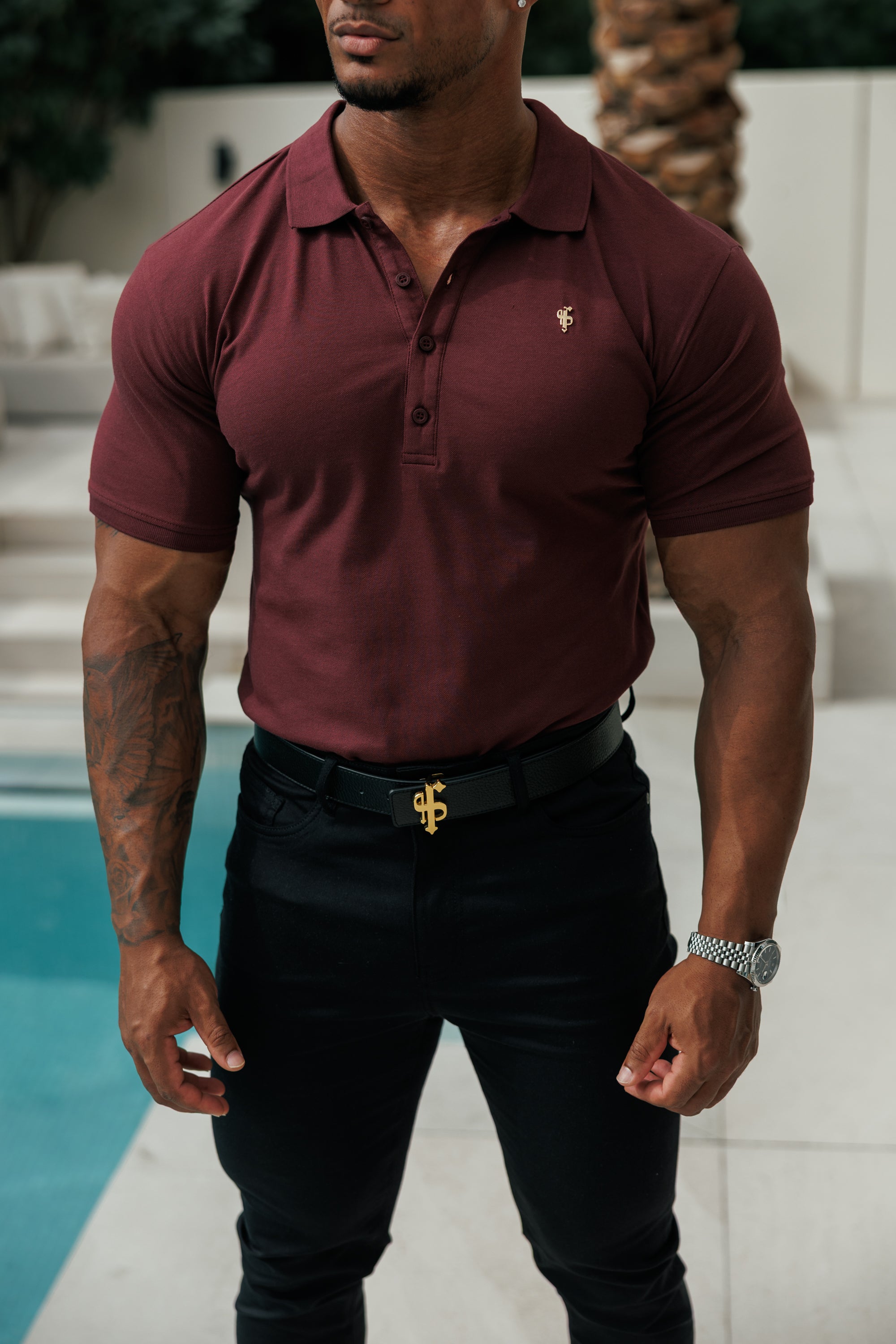 Burgundy / Gold Polo Shirt - FSH1407