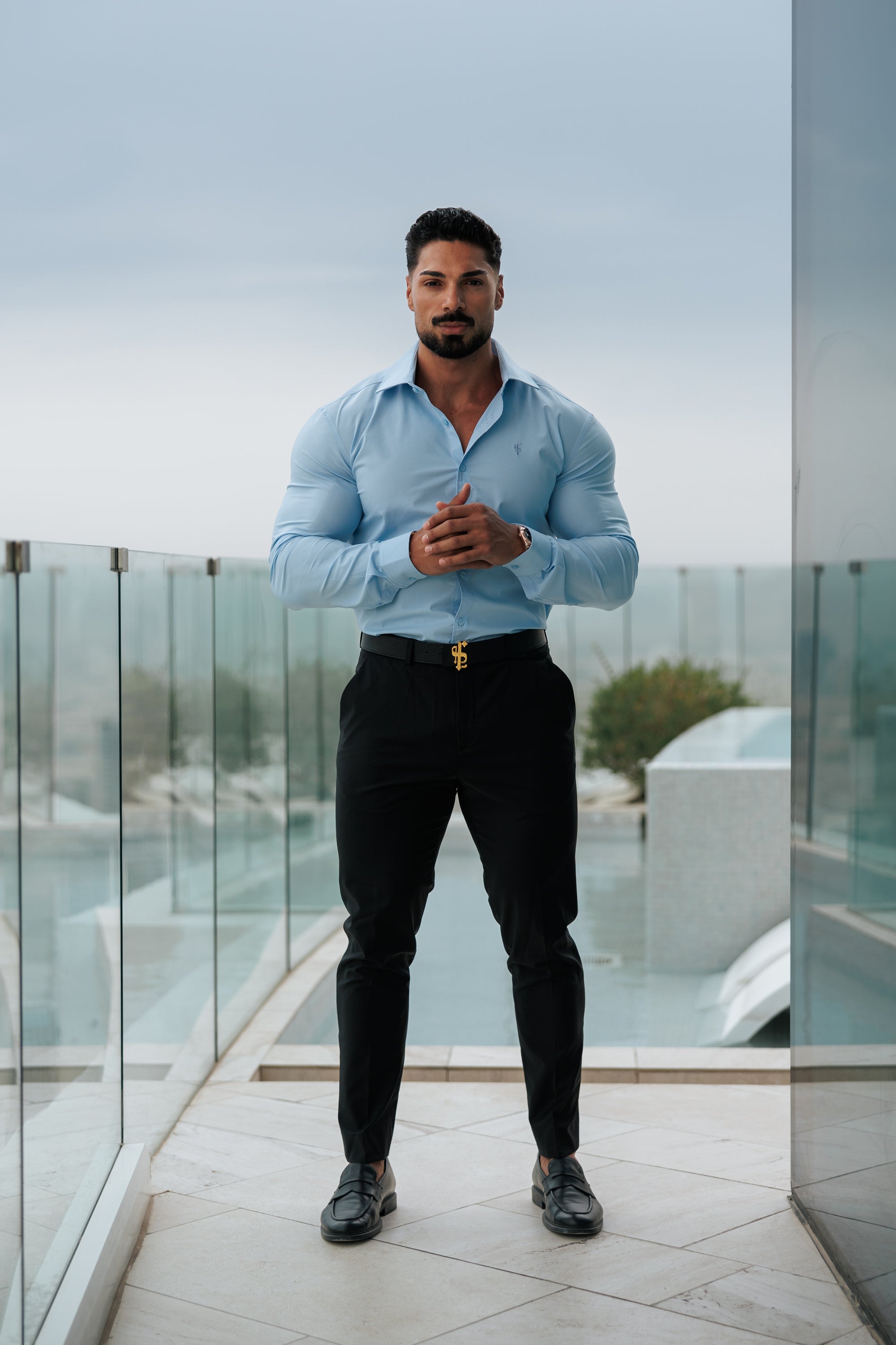 Muscle Fit Advanced Stretch Powder Blue with Cutaway Collar - FS1167