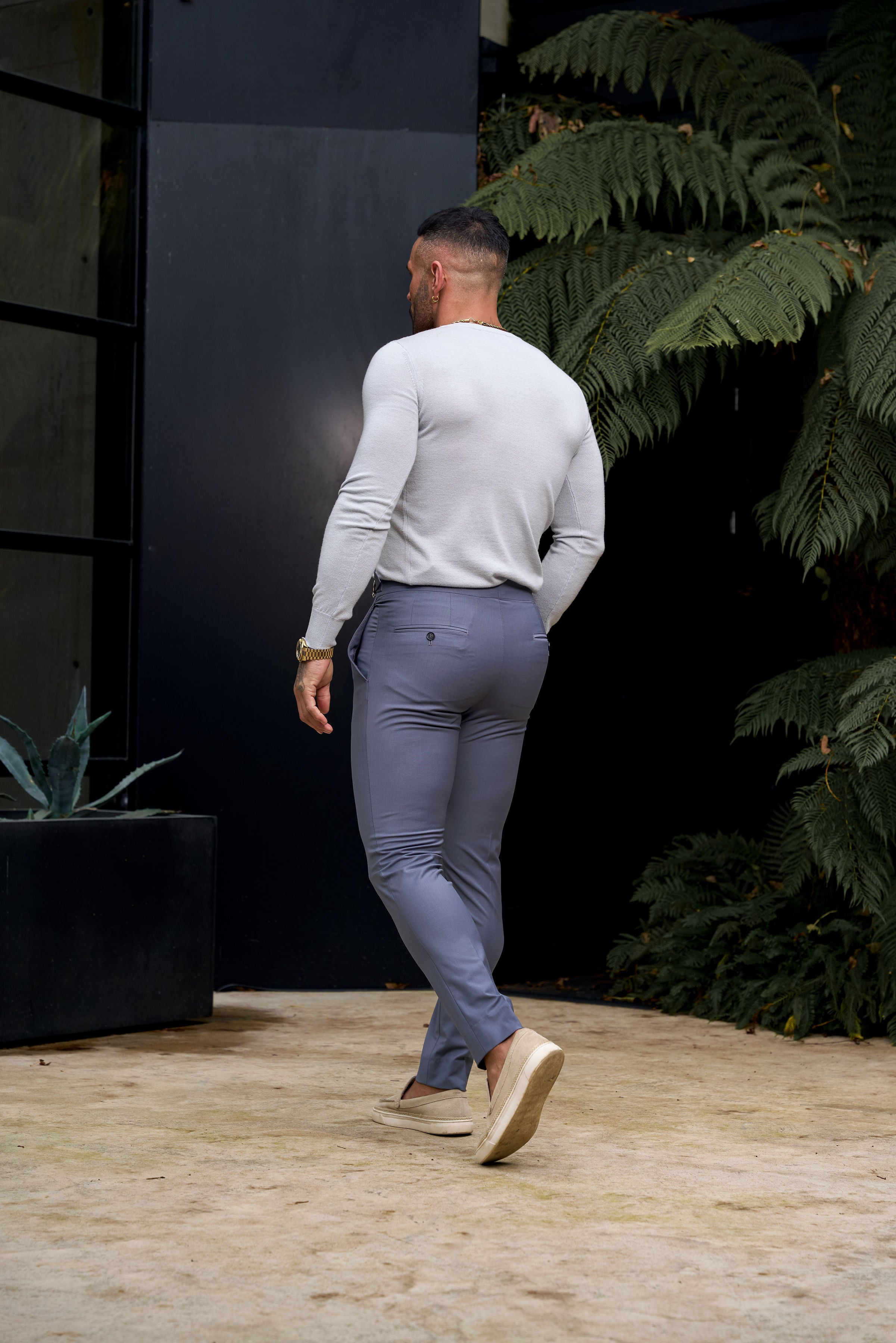 Slim Formal Grey Stretch Trousers with Side Adjusters - FST024