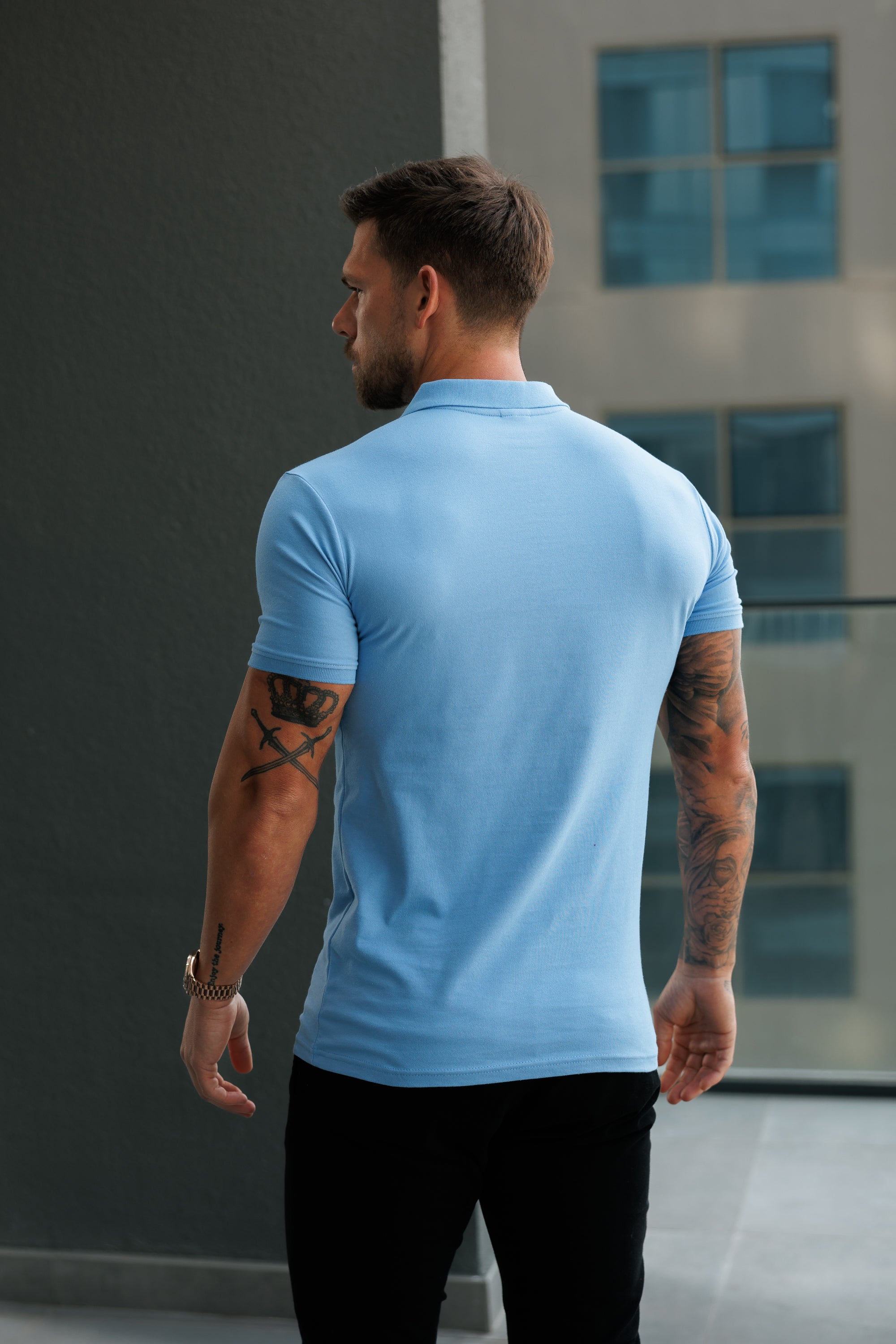 Classic Cornflower Zipped Polo Shirt - FSH1231