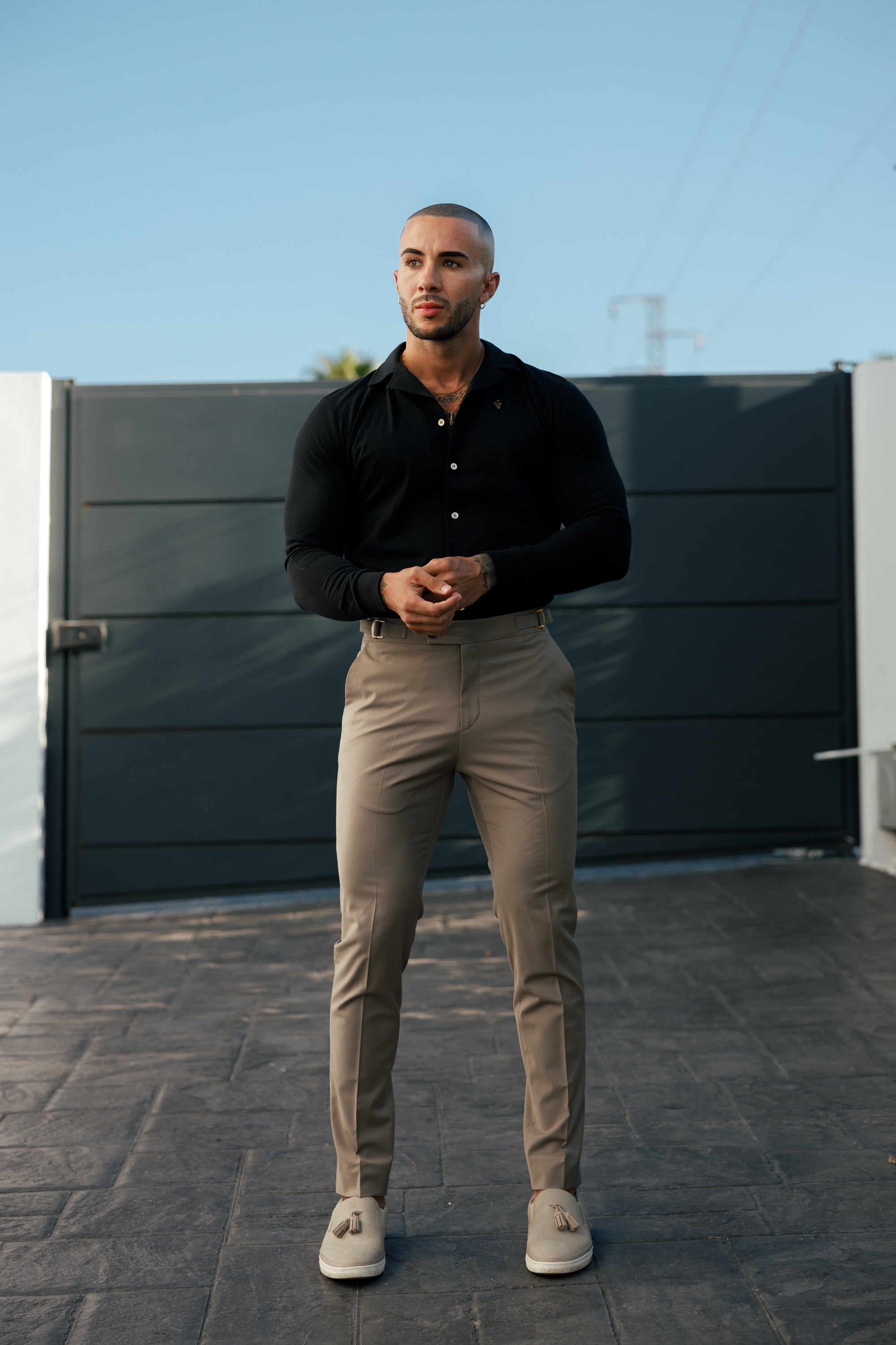 Slim Formal Tabaco Stretch Trousers with Side Adjusters - FST023