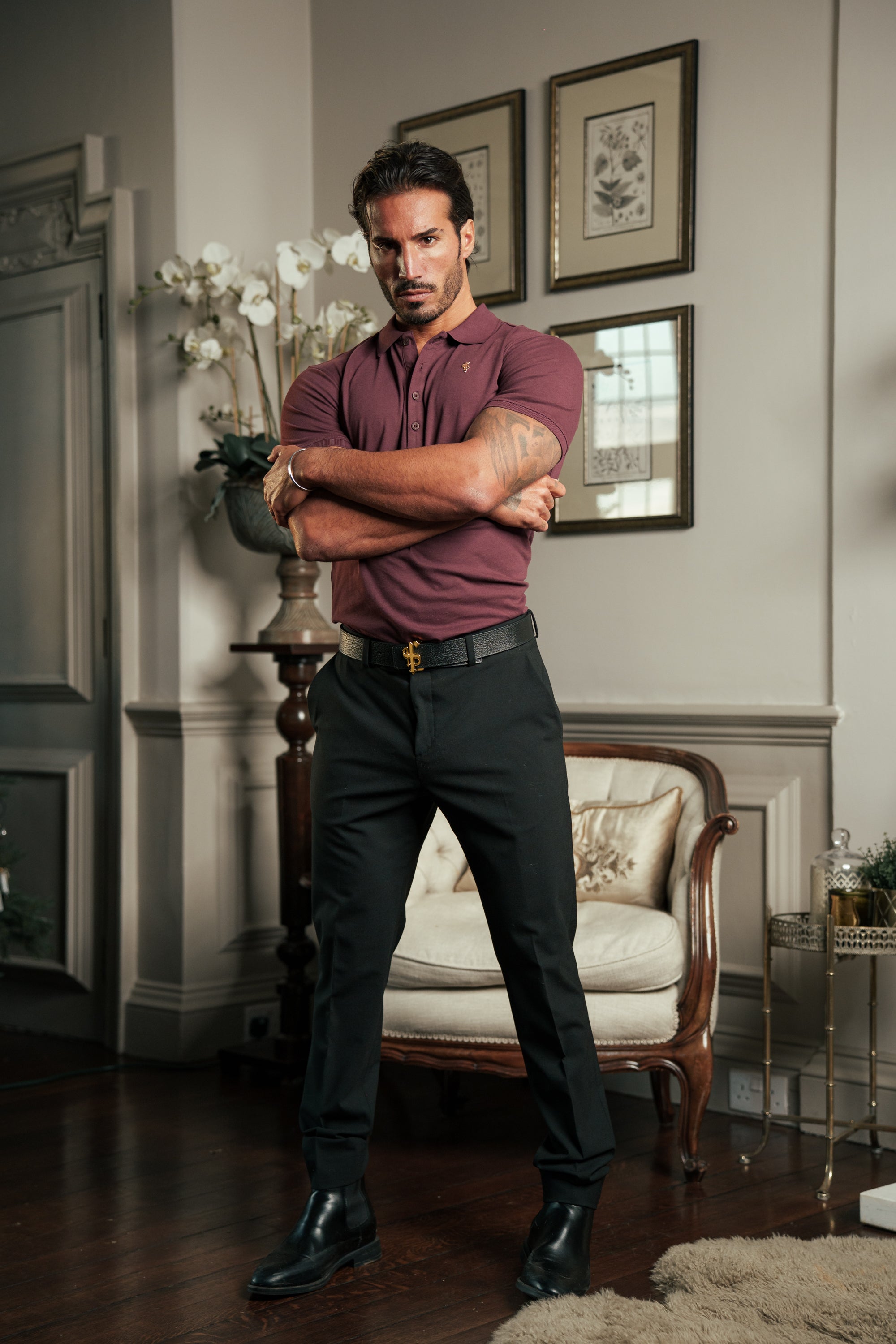 Burgundy / Gold Polo Shirt - FSH1407