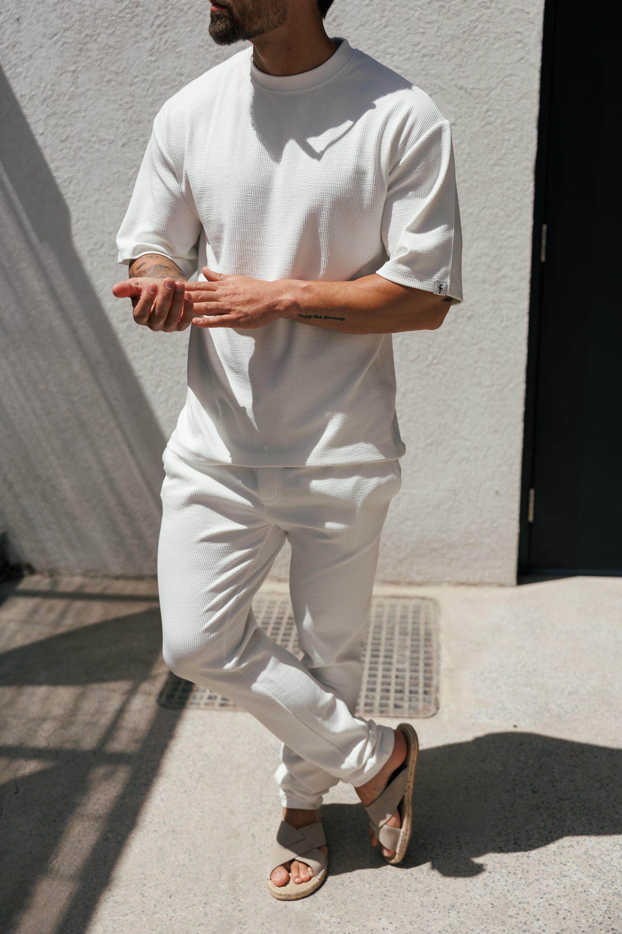 Jersey Cord White Oversized T-Shirt - FSR101 (PRE ORDER 12TH JUNE)
