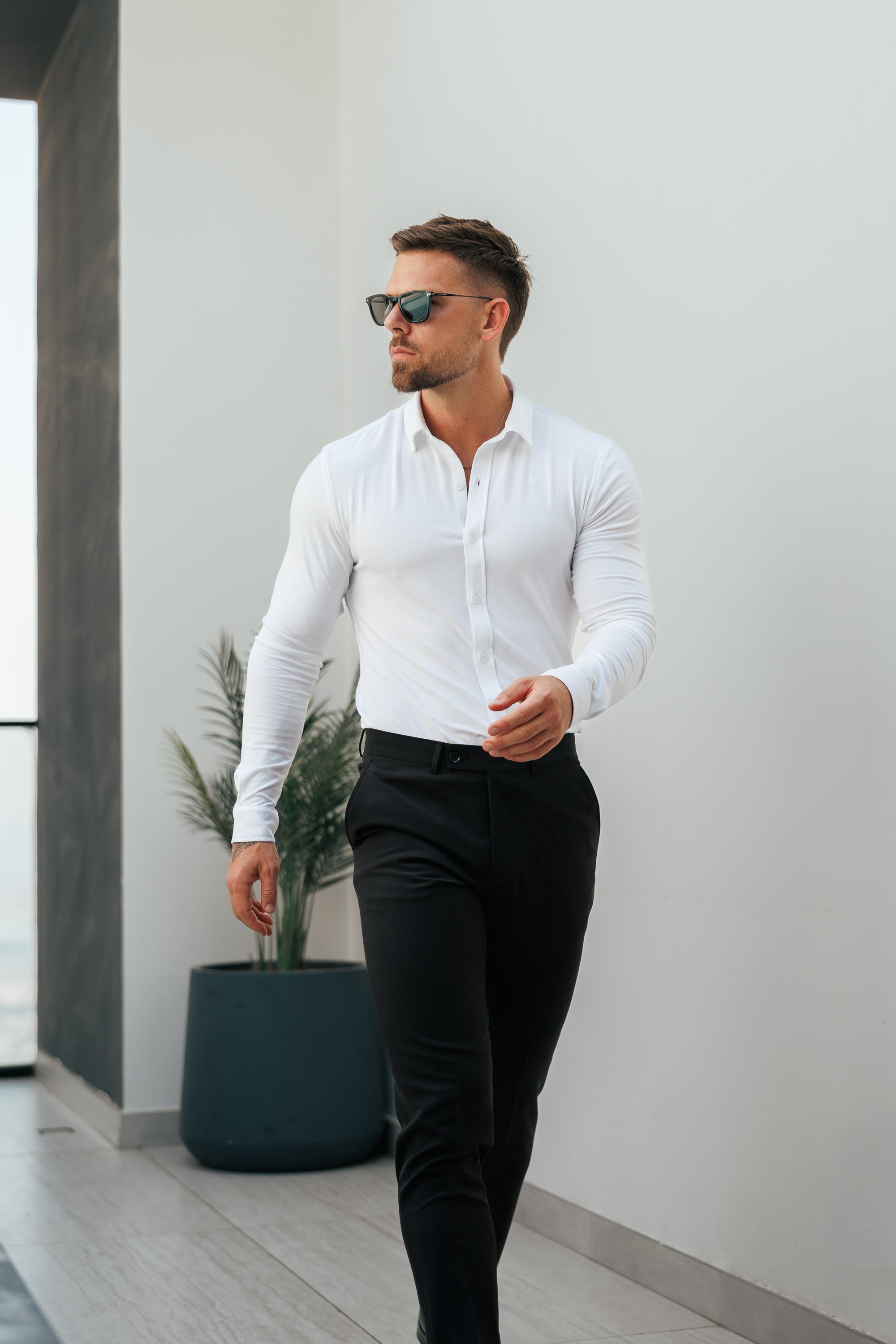 Relaxed Formal Black Stretch Trousers - FSTR020 RELAXED