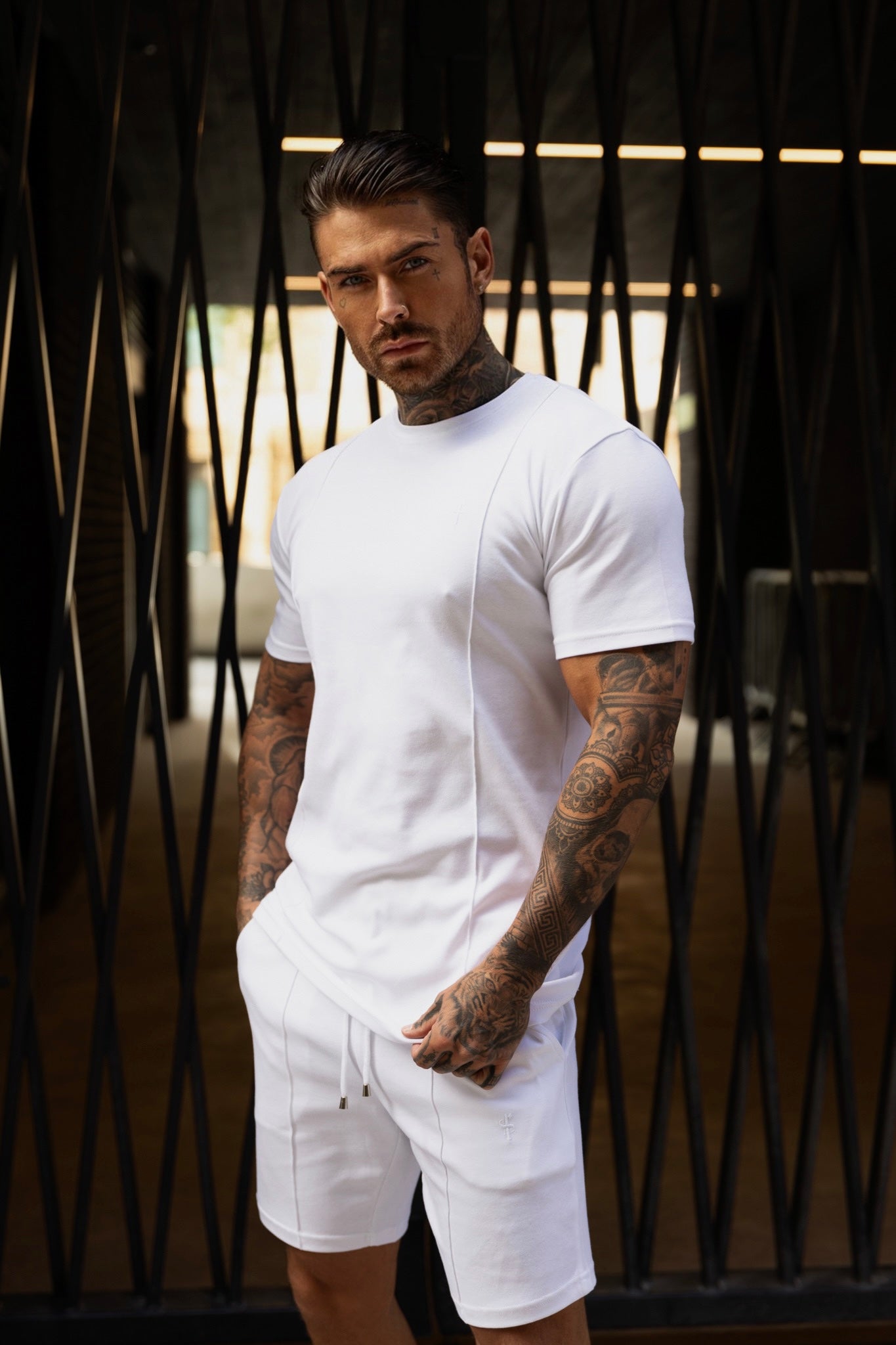 White Elasticated Drawstring Pintuck Shorts - FSH1055