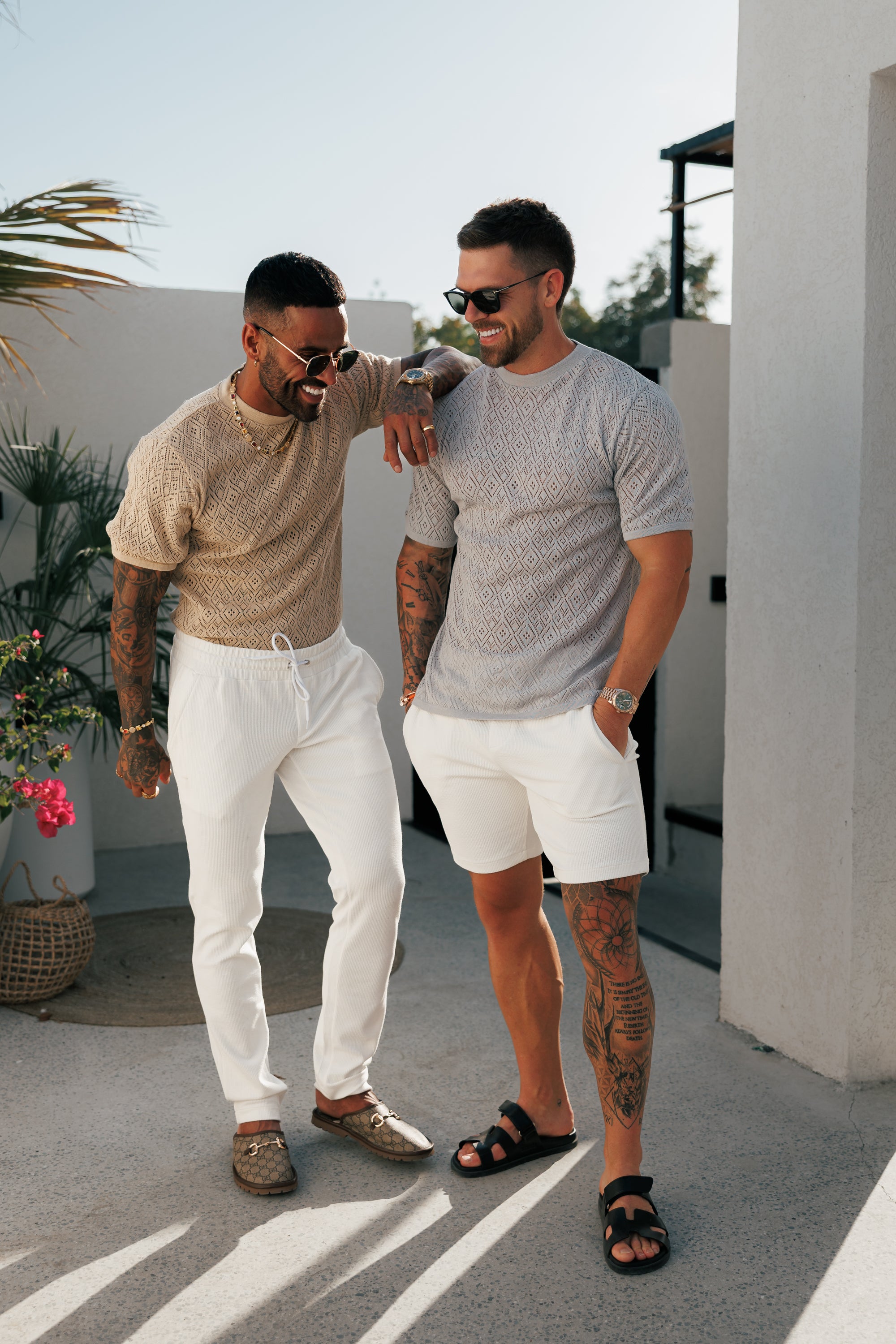 Crochet Crew T-Shirt Honesty Beige Short Sleeve - FSJ087