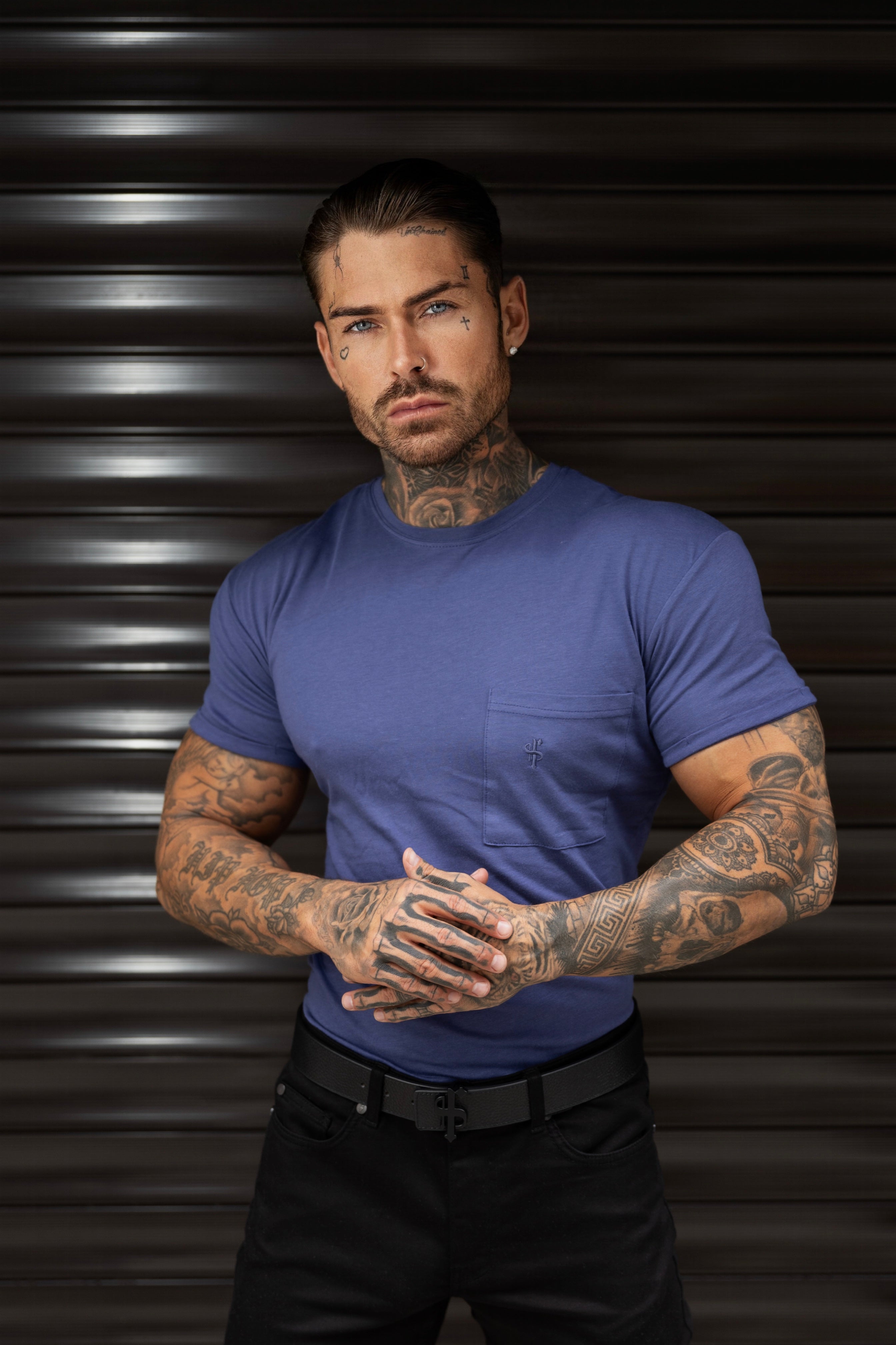 Navy Bamboo Crew T Shirt With Pocket Short Sleeve- FSH1101