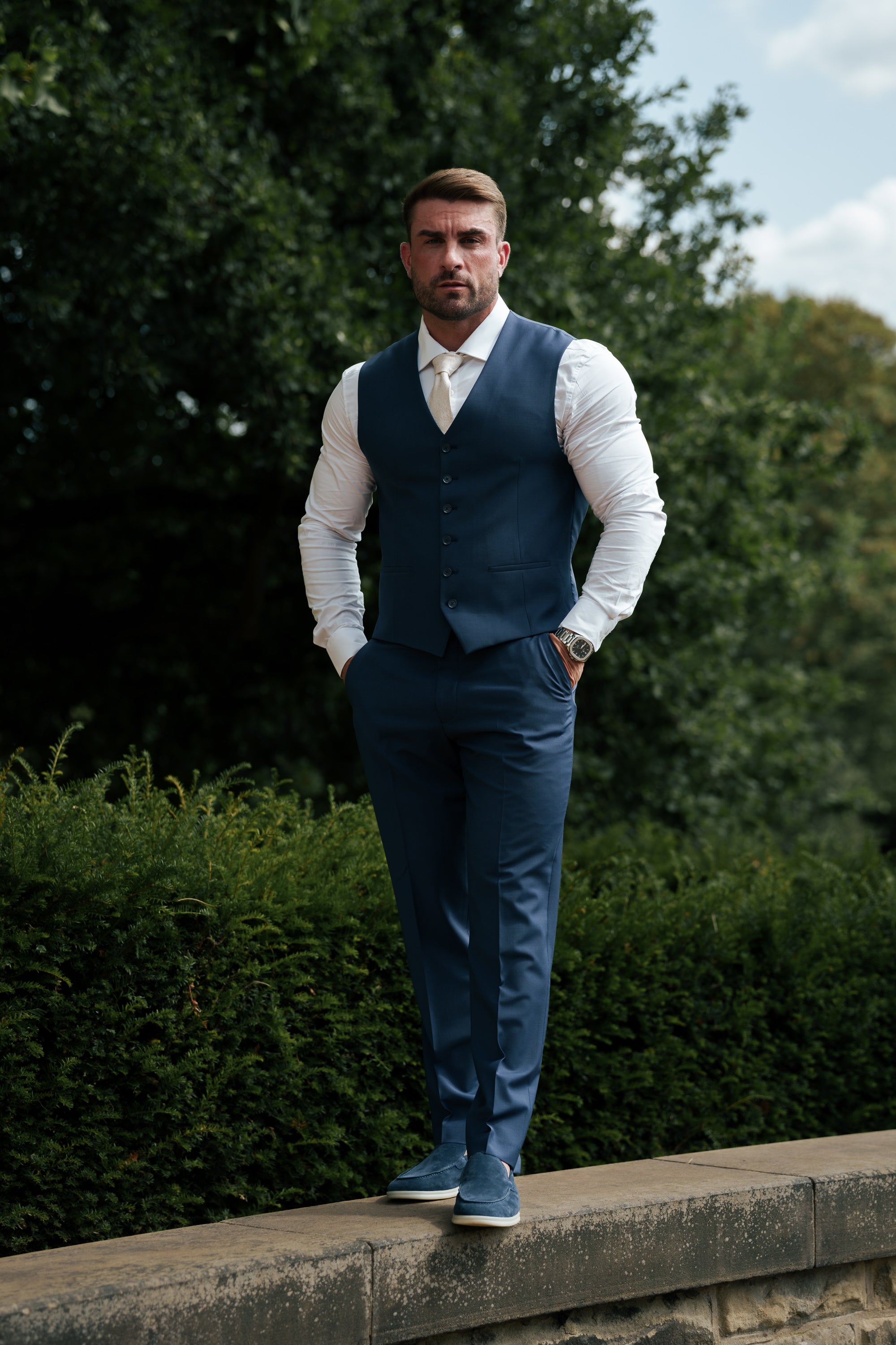 Relaxed Formal Navy Stretch Trousers - FSTR022 RELAXED