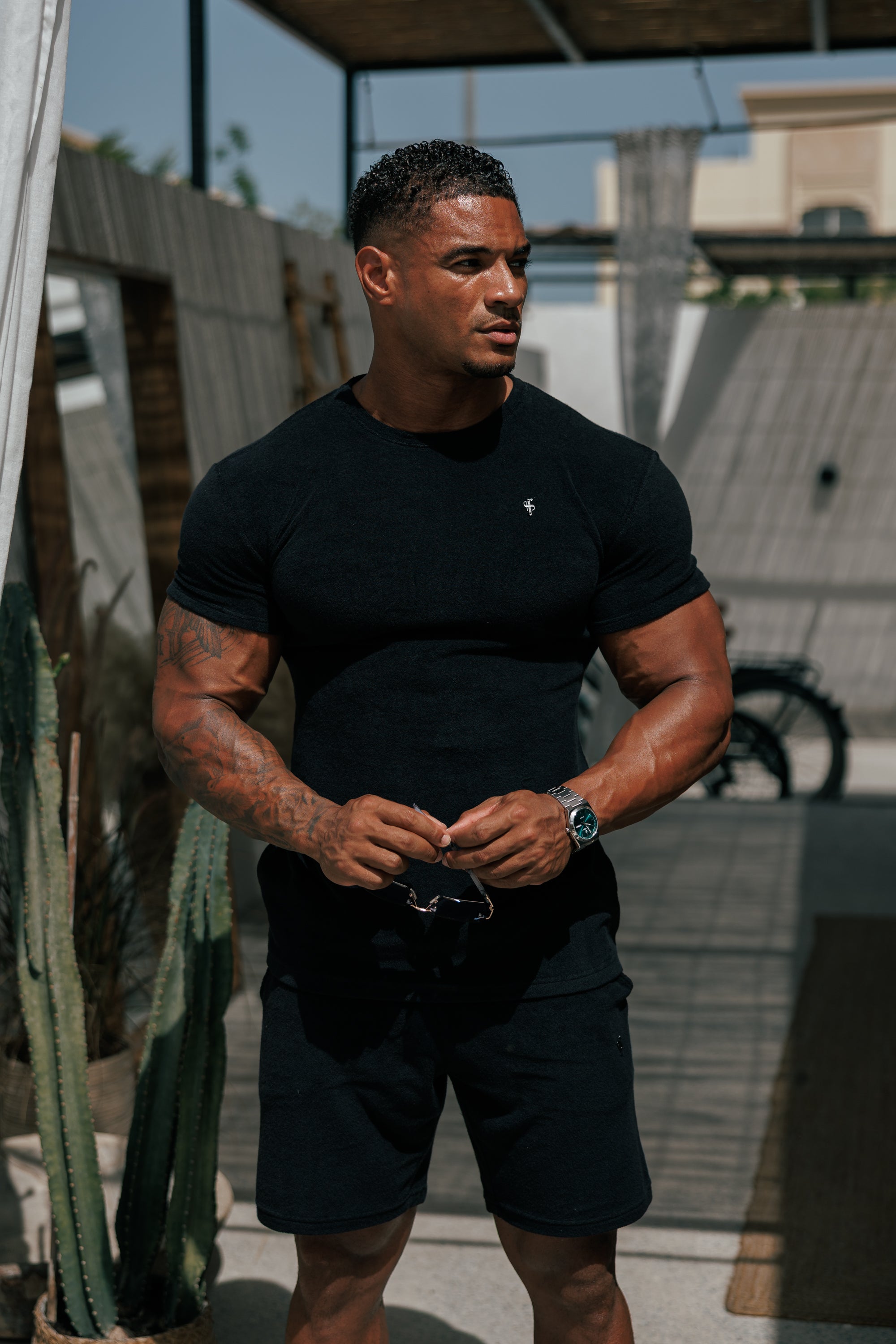 Black Towelling Shorts - FSH817