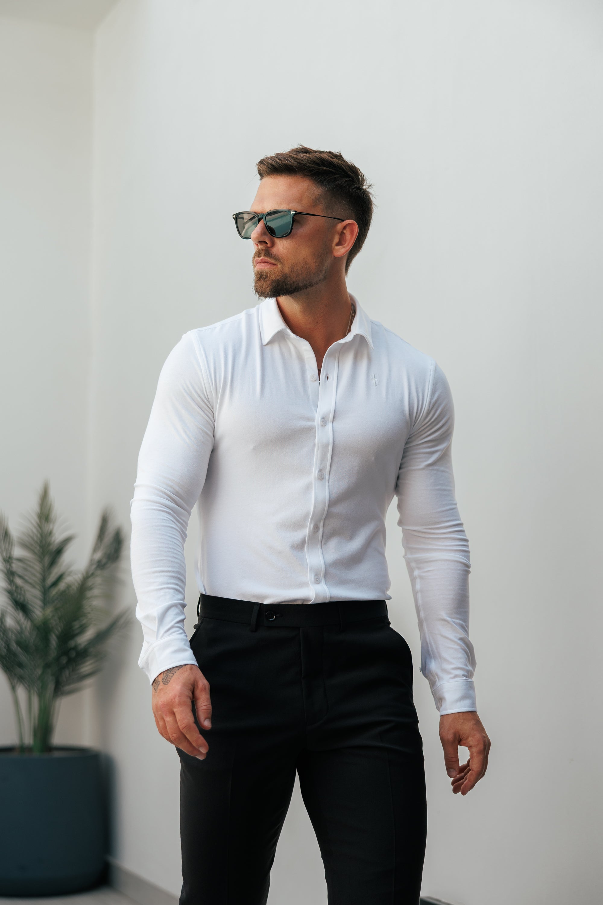 Fitted White Long Sleeve Jersey - FSD001