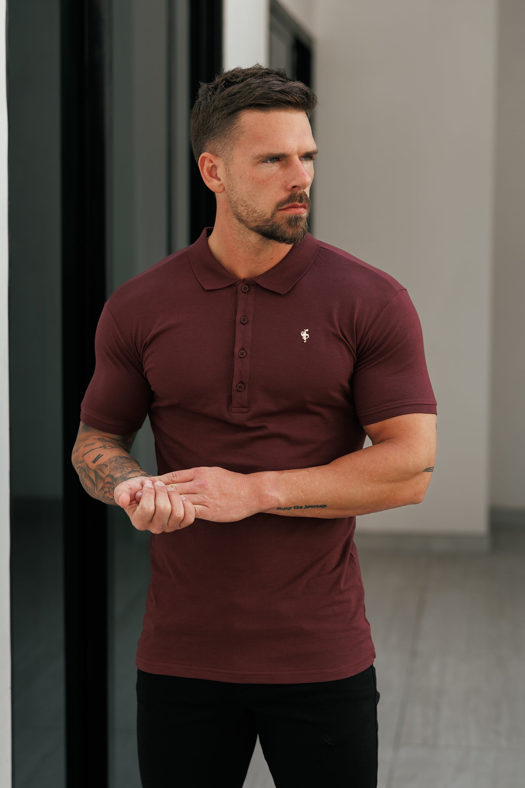 Burgundy / Gold Polo Shirt - FSH1407