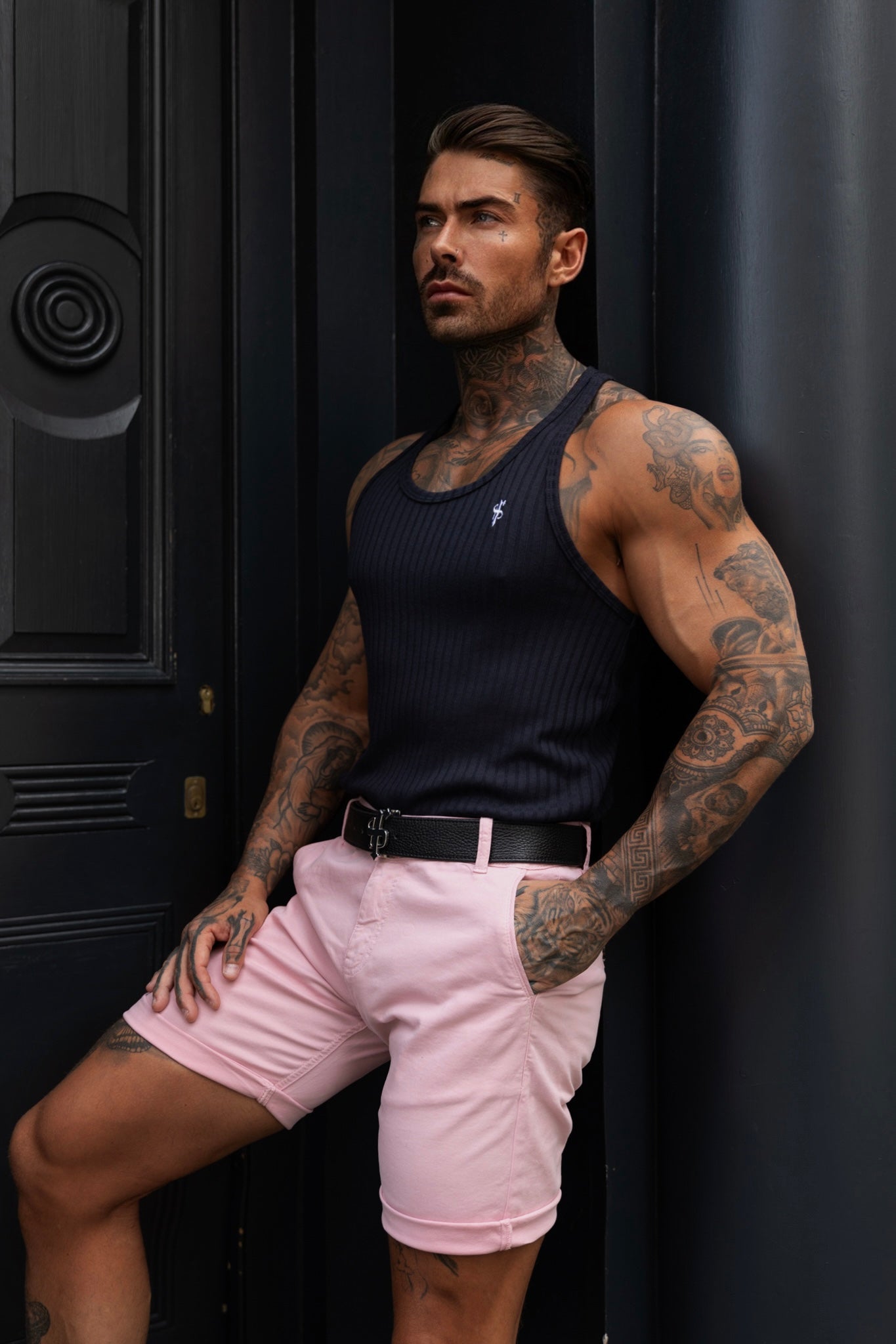 Slim Fit Light Pink Chino Shorts - FSH986