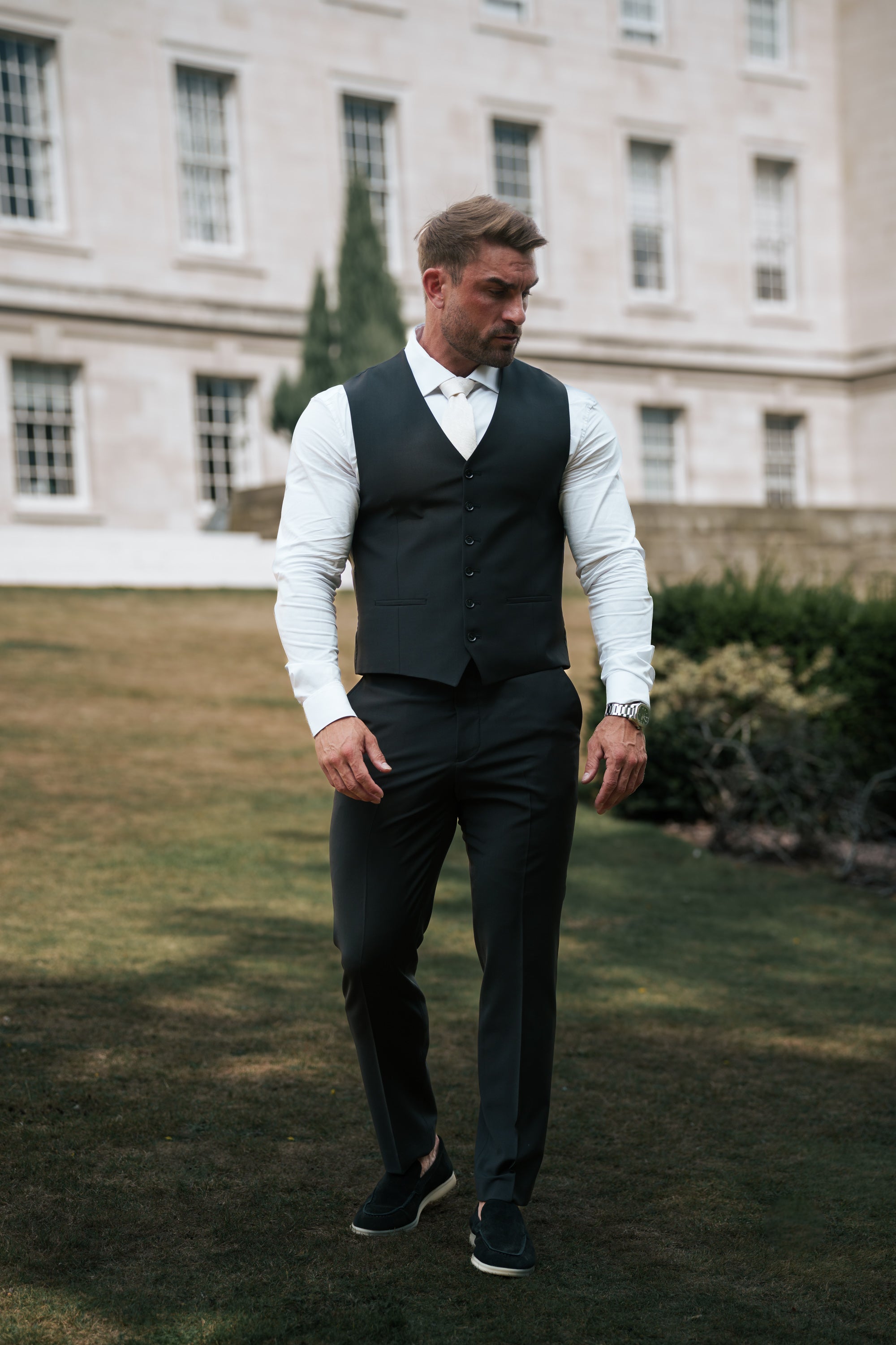 Relaxed Formal Black Stretch Trousers - FSTR020 RELAXED