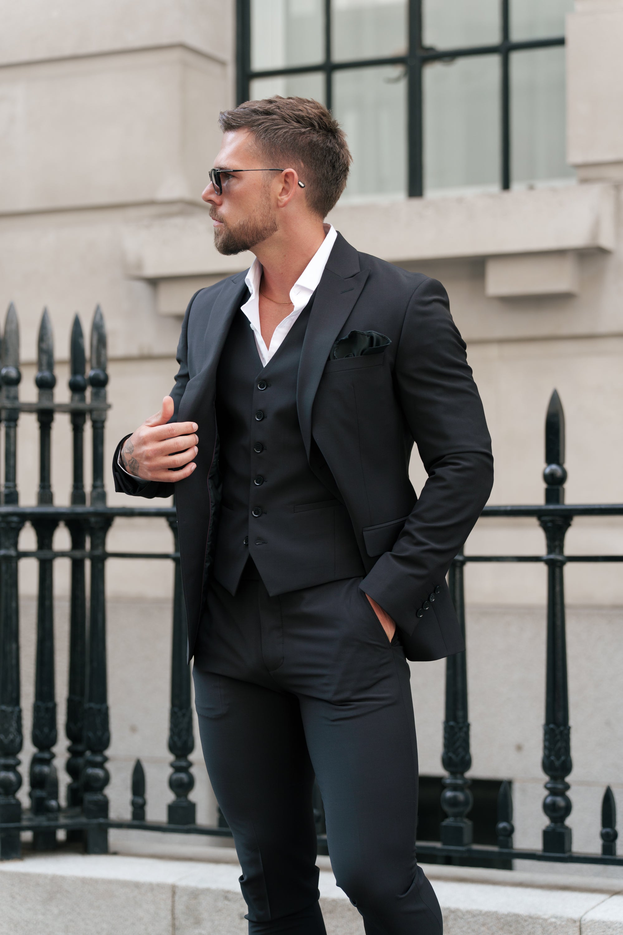 Slim Formal Black Stretch Trousers - FST037