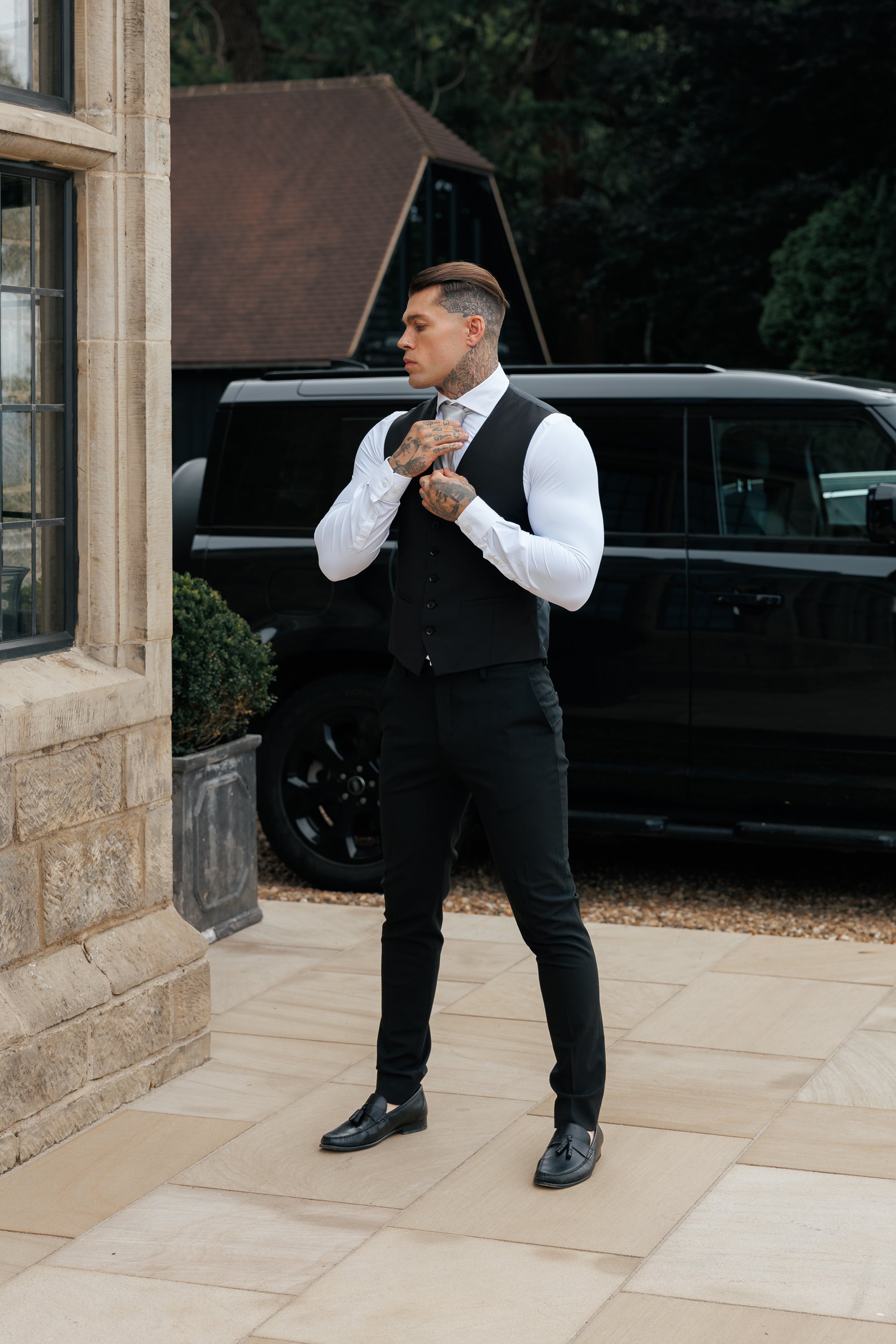 Relaxed Formal Black Stretch Trousers - FSTR020 RELAXED