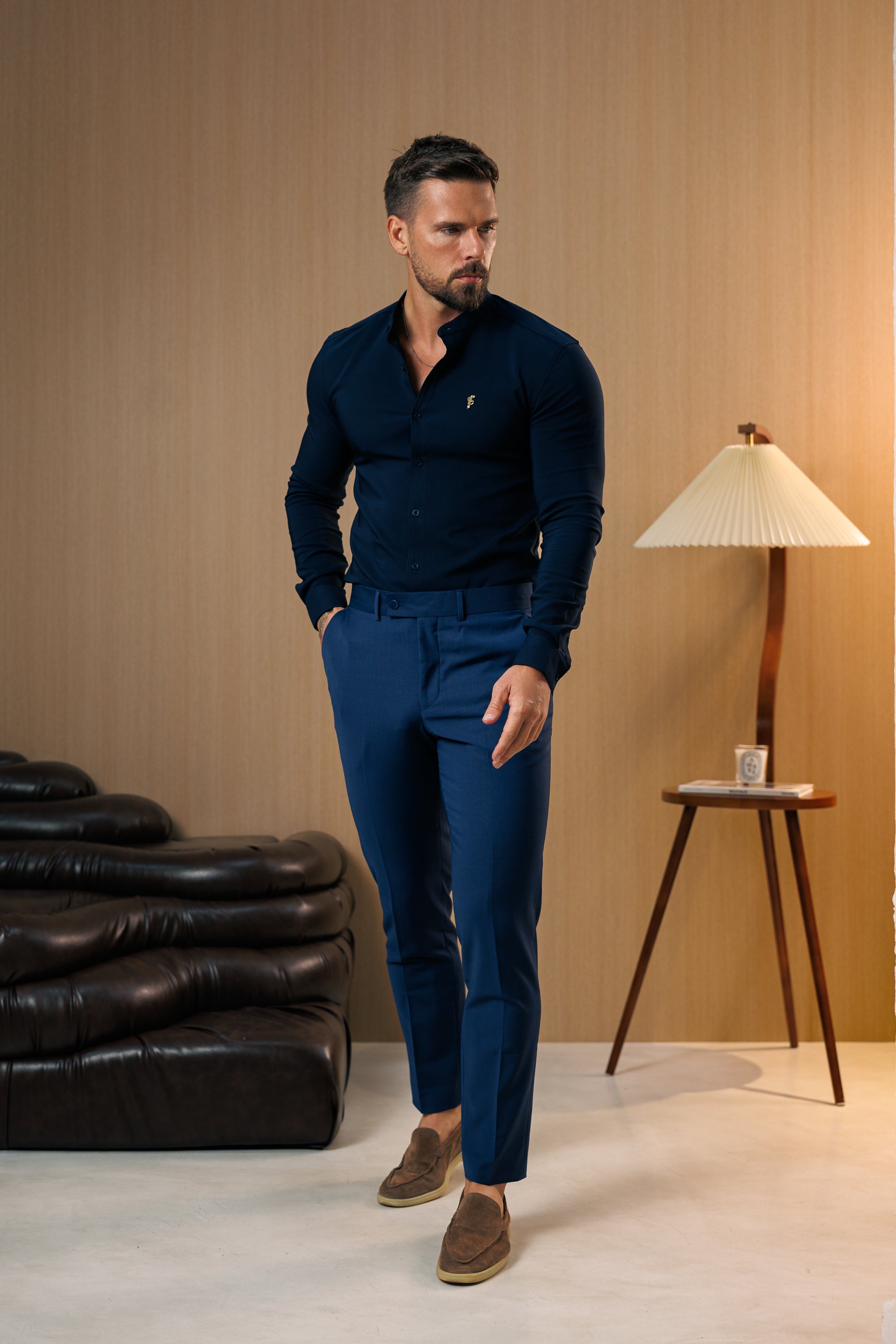 Relaxed Formal Midnight Blue Stretch Trousers - FSTR025 RELAXED
