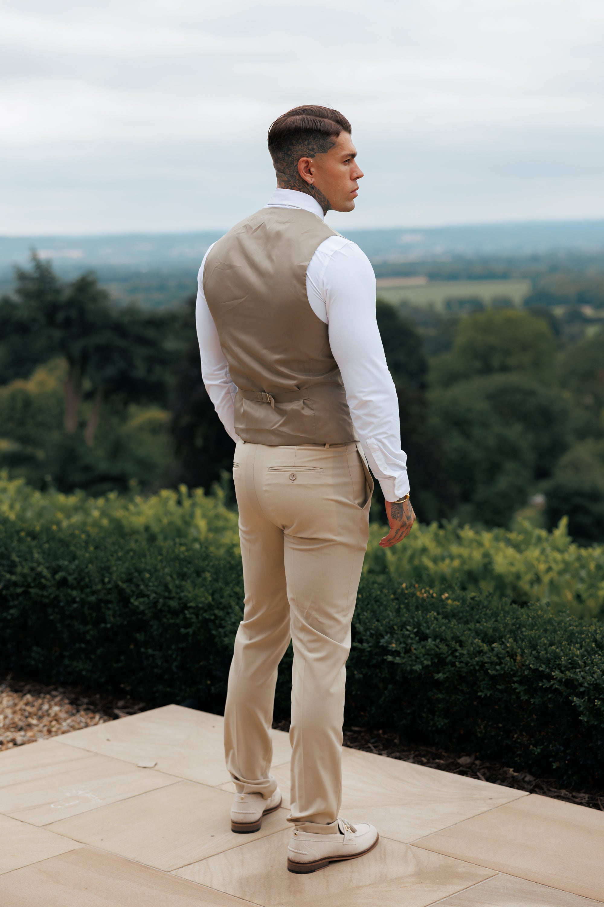 Slim Formal Beige Stretch Trousers - FST038